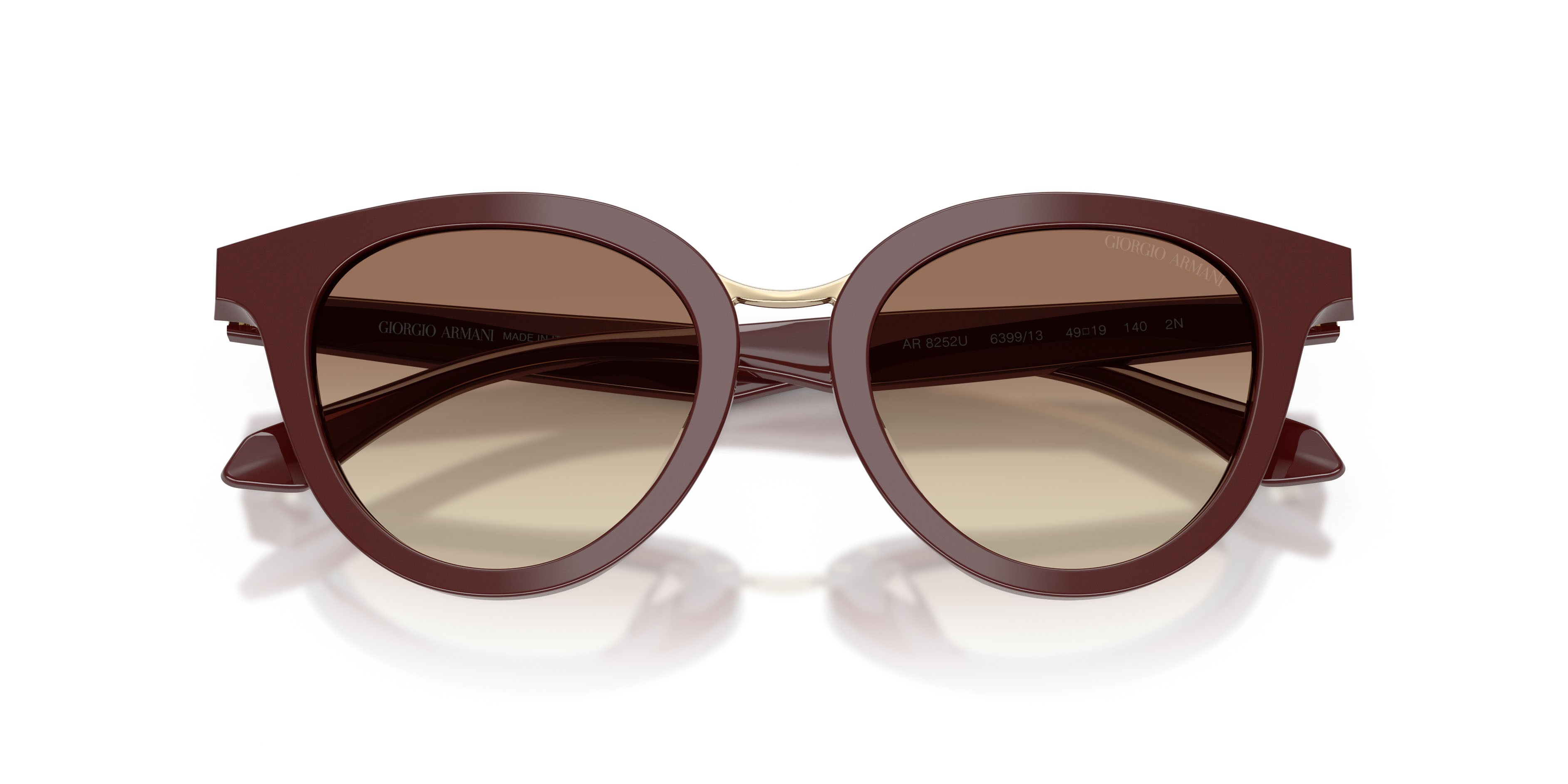 Sunglasses Giorgio Armani AR 8252U (639913) color bordeaux shape round lenses marrone sfumato