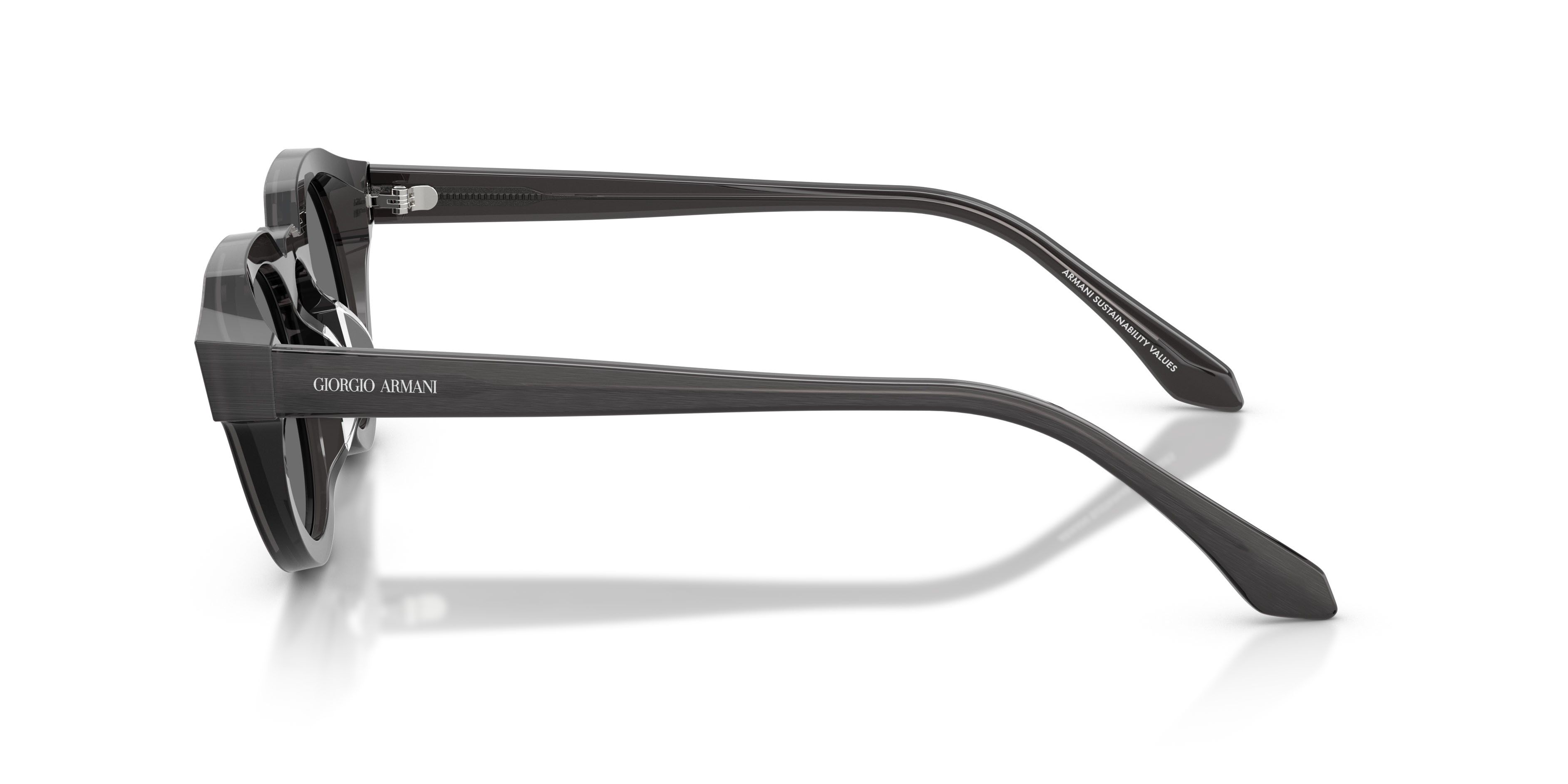 Sunglasses Giorgio Armani AR 8255U (639587) color grigio spazzolato shape round lenses grigio