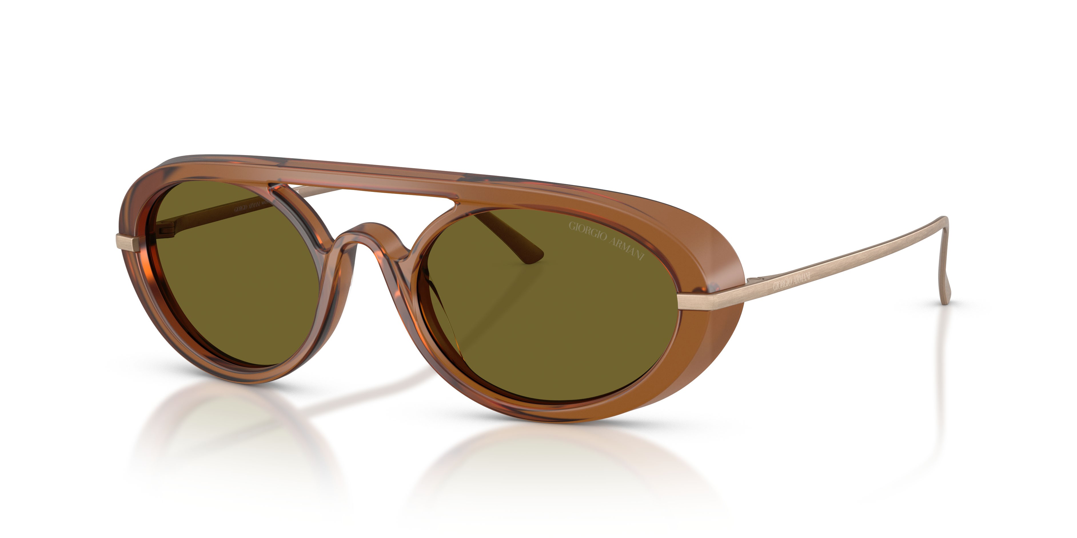 Occhiali da sole Giorgio Armani AR 8256 (6410/2) colore marrone trasparente forma ovale lenti verde scuro