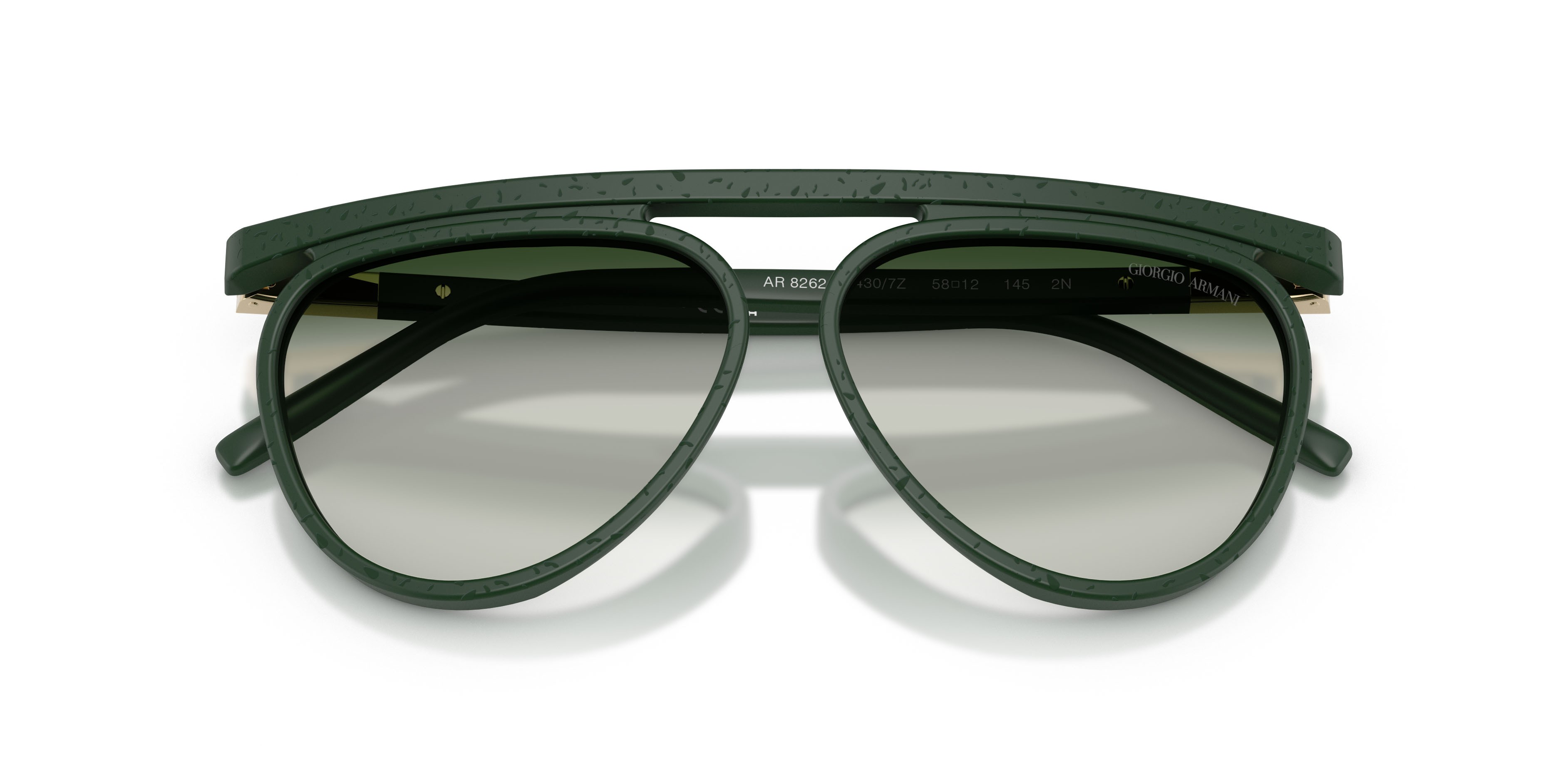 Sunglasses Giorgio Armani AR 8262 (64307Z) color verde tinta unita shape aviator lenses grigio verde sfumato