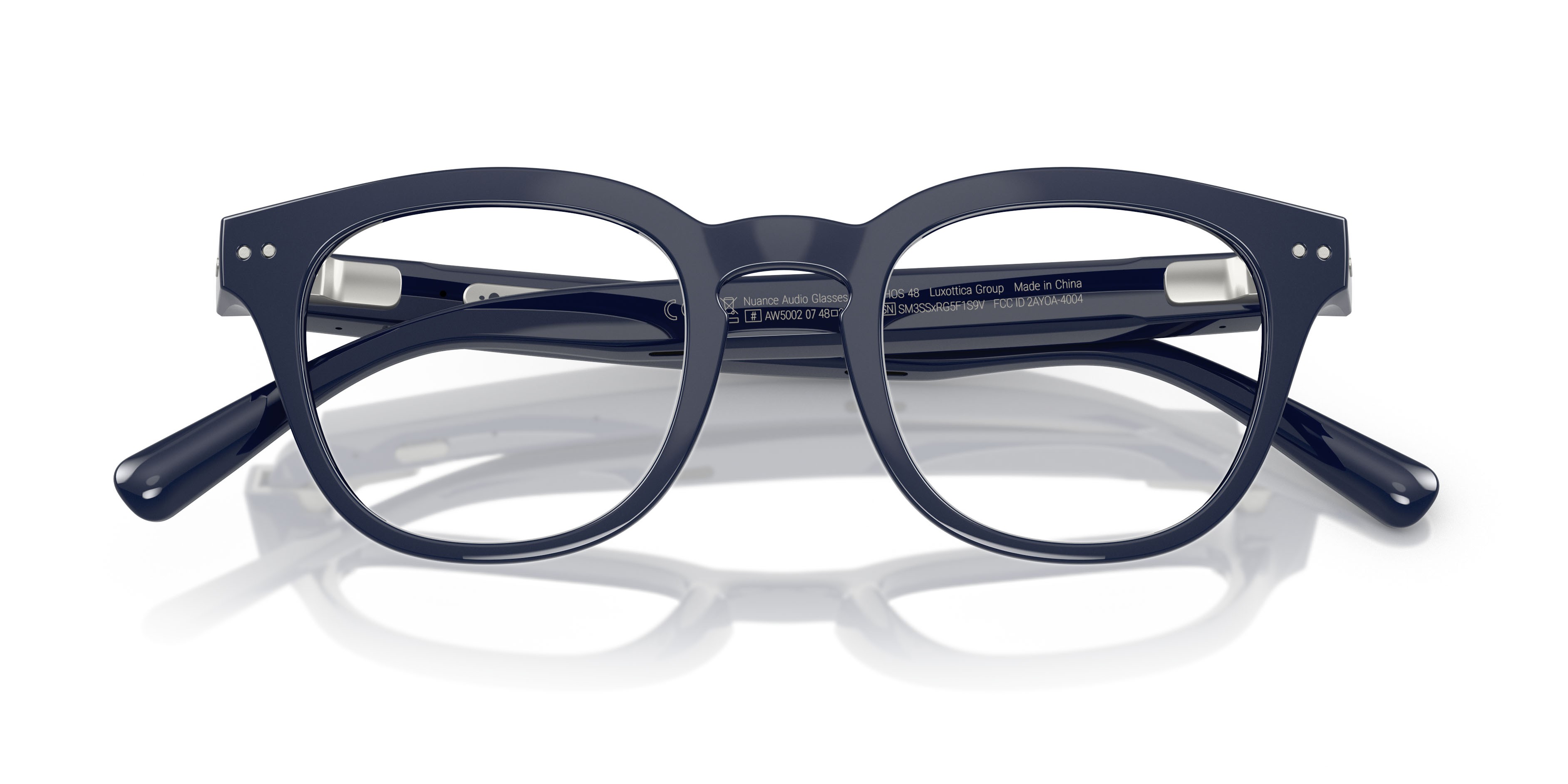 Occhiali da sole Nuance Audio AI Glasses Panthos 48 AW 5002 (07) colore blu intenso forma pantos lenti da trasparente a zaffiro