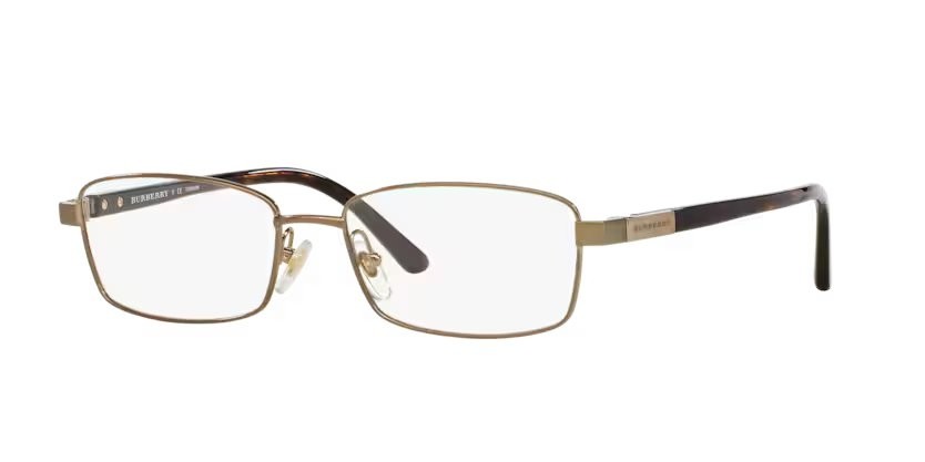 Occhiali da vista Burberry BE 1287TD (1002) colore burberry gold spazzolato forma rettangolare lenti lente demo