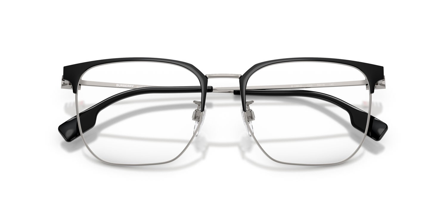 Occhiali da vista Burberry BE 1383D (1335) colore gunmetal/nero forma quadrato lenti lente demo