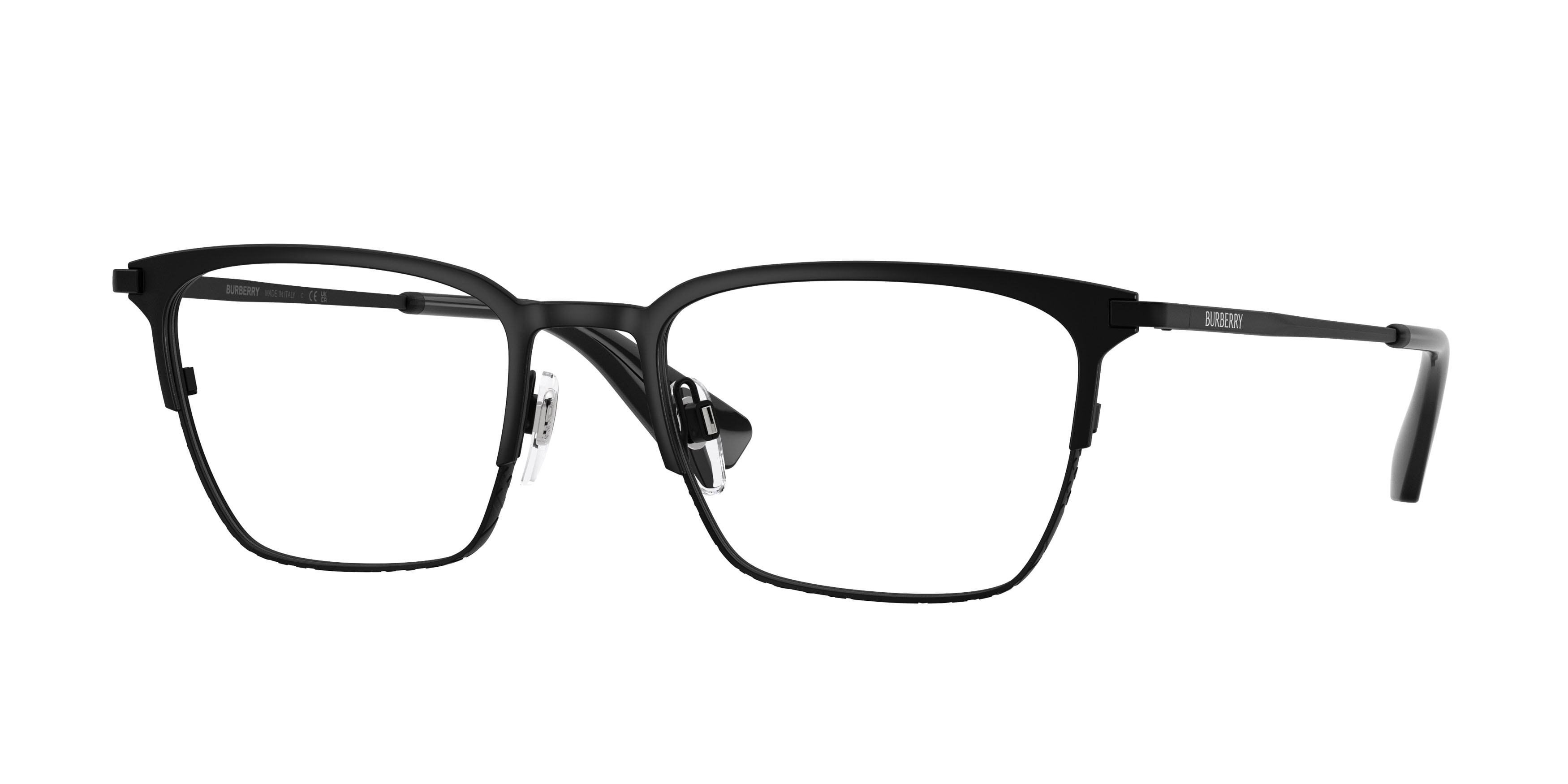 Occhiali da vista Burberry BE 1401 (1007) colore nero opaco forma rettangolare lenti lente demo