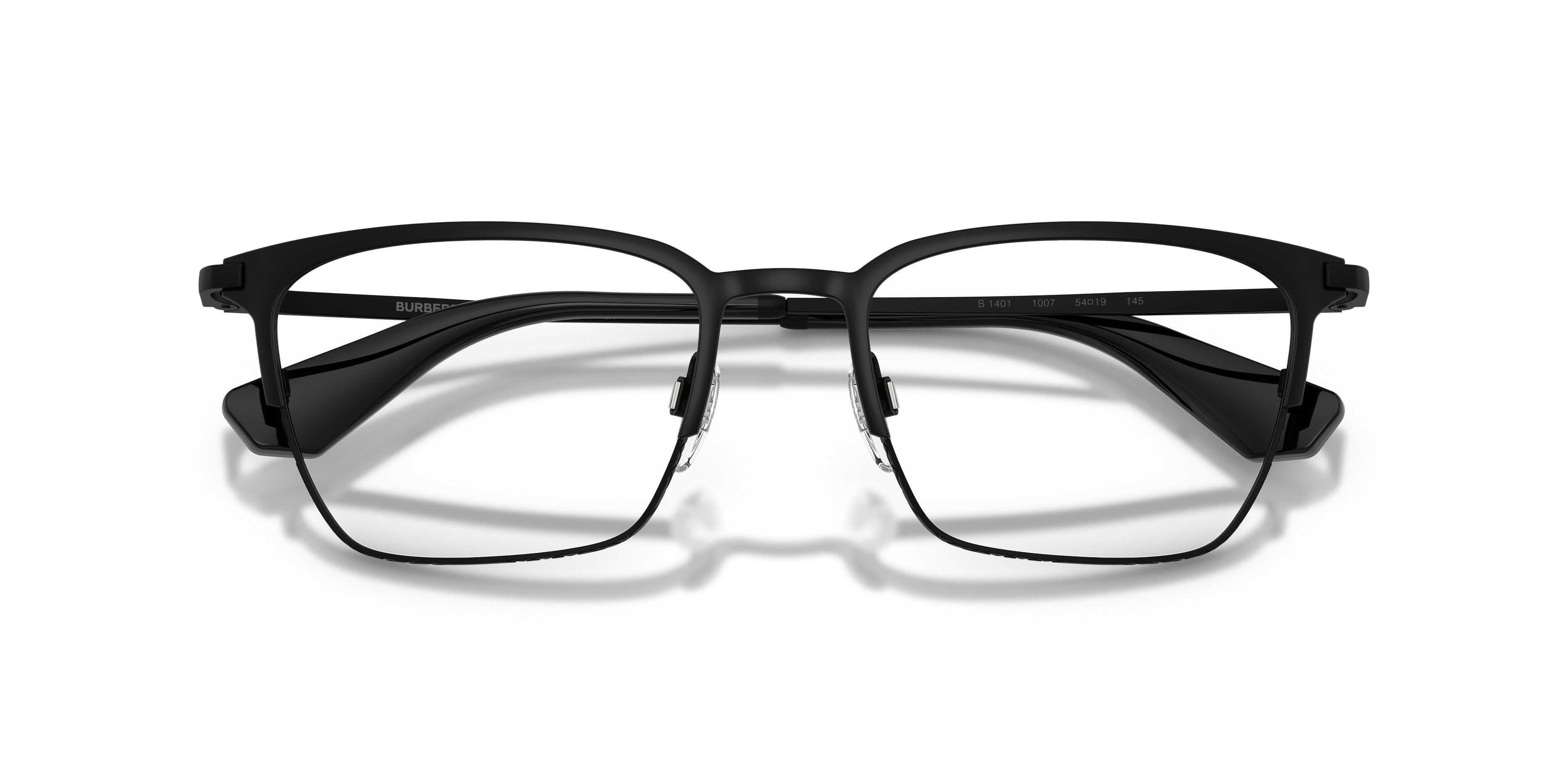 Occhiali da vista Burberry BE 1401 (1007) colore nero opaco forma rettangolare lenti lente demo