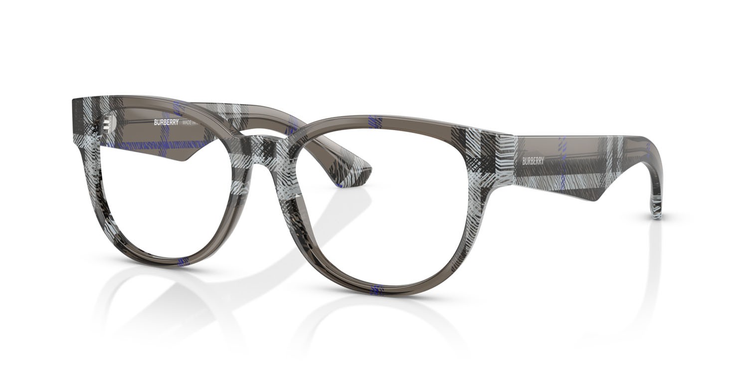 Occhiali da vista Burberry BE 2410 (4147) colore lichen check forma pantos lenti lente demo