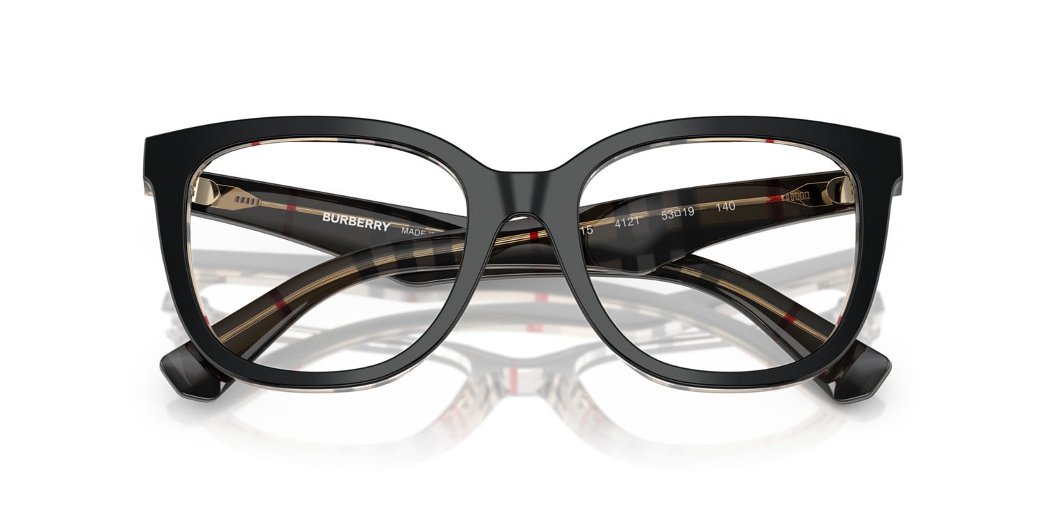 Occhiali da vista Burberry BE 2415 (4121) colore top nero su motivo a quadri vintage forma quadrato lenti lente demo