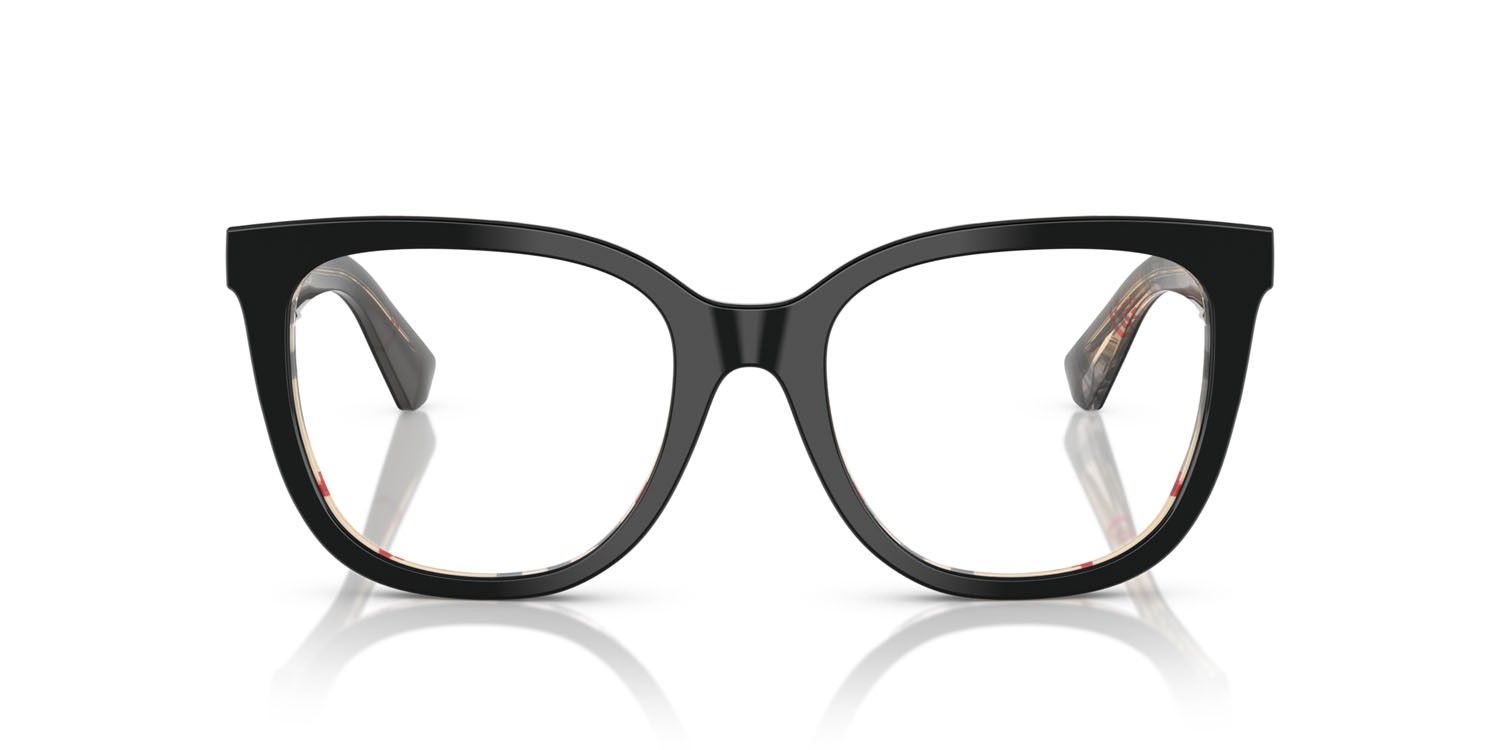 Occhiali da vista Burberry BE 2415 (4121) colore top nero su motivo a quadri vintage forma quadrato lenti lente demo