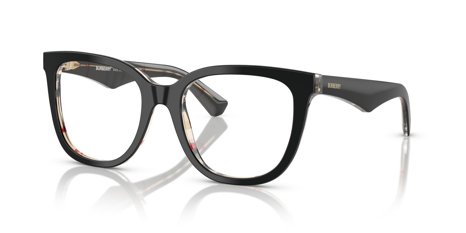 Occhiali da vista Burberry BE 2415 (4121) colore top nero su motivo a quadri vintage forma quadrato lenti lente demo