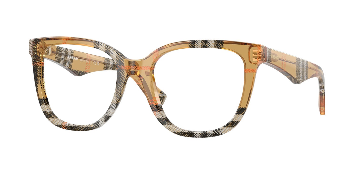 Brillen Burberry BE 2415 (4146) farbe sabbia a scacchi form quadratisch gläser lente demo