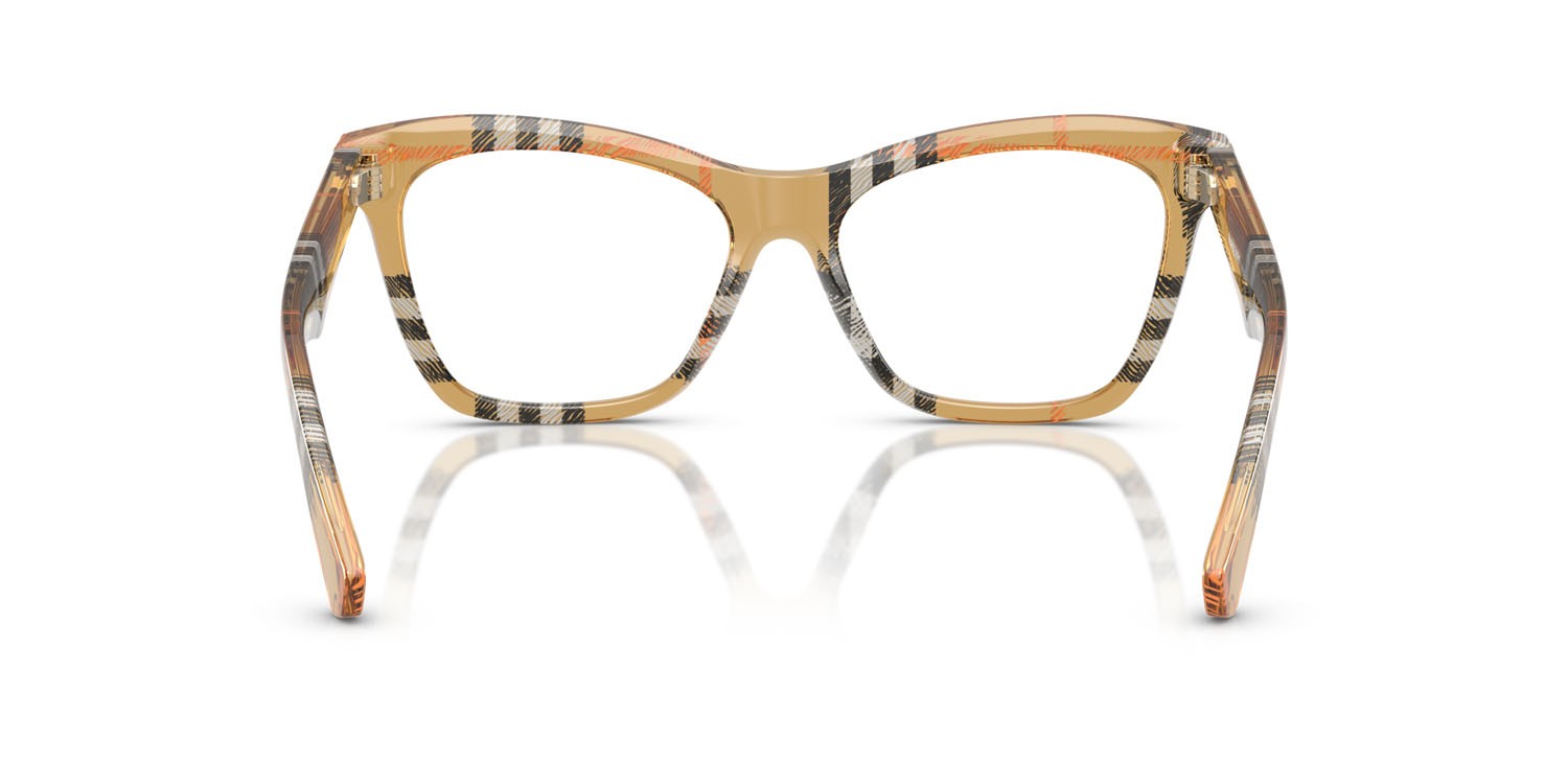 Occhiali da vista Burberry BE 2416 (4146) colore sabbia a scacchi forma cat eye lenti lente demo