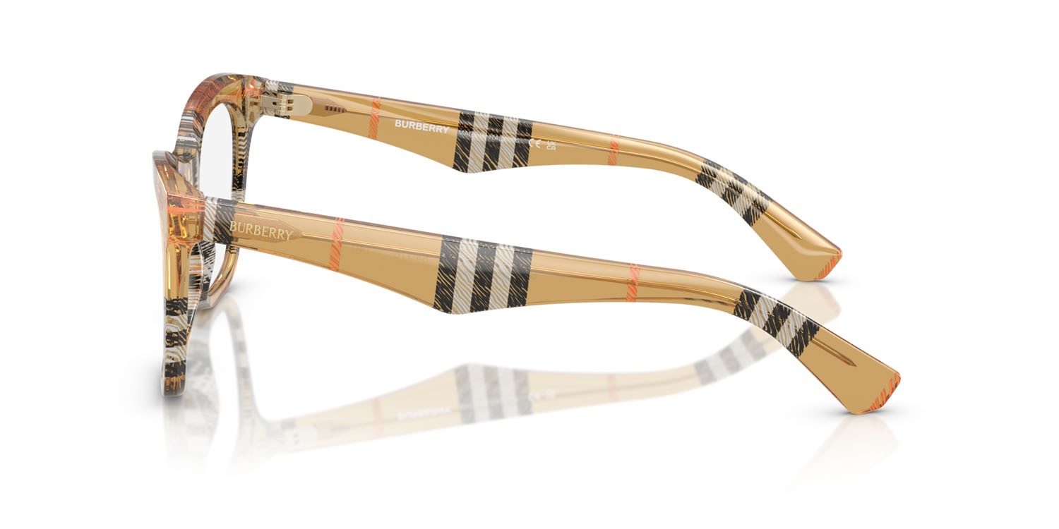 Occhiali da vista Burberry BE 2416 (4146) colore sabbia a scacchi forma cat eye lenti lente demo