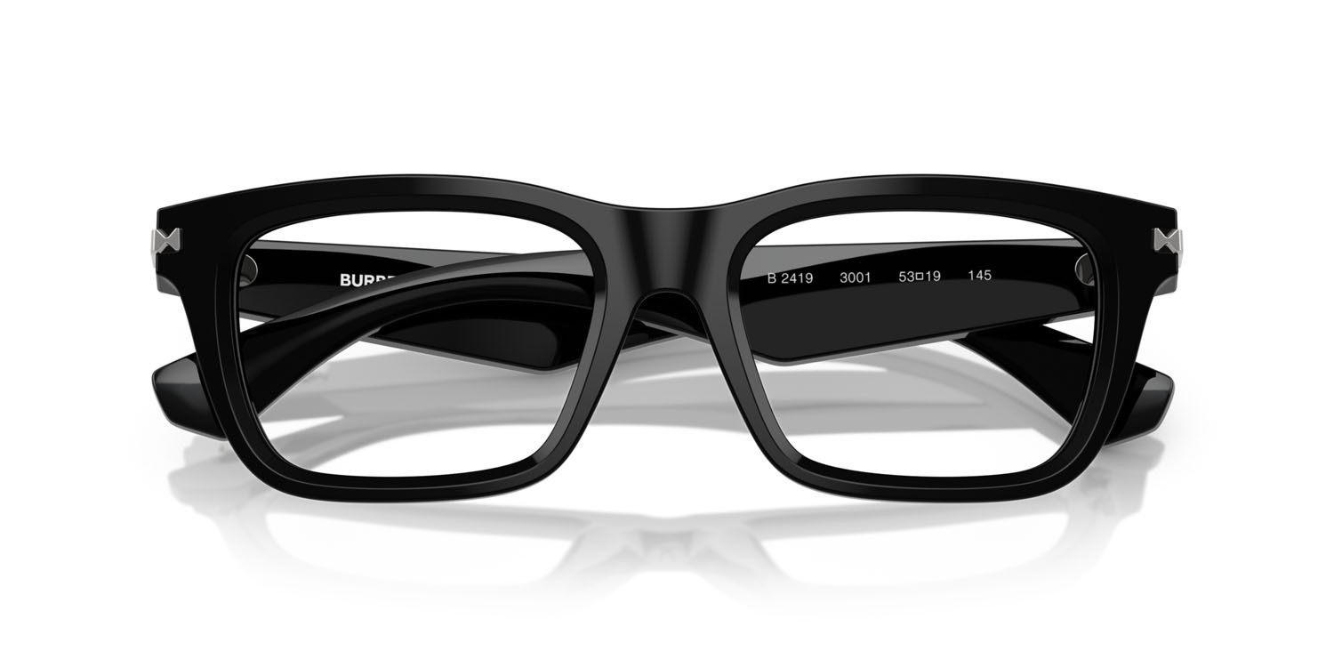 Occhiali da vista Burberry BE 2419 (3001) colore nero forma rettangolare lenti lente demo