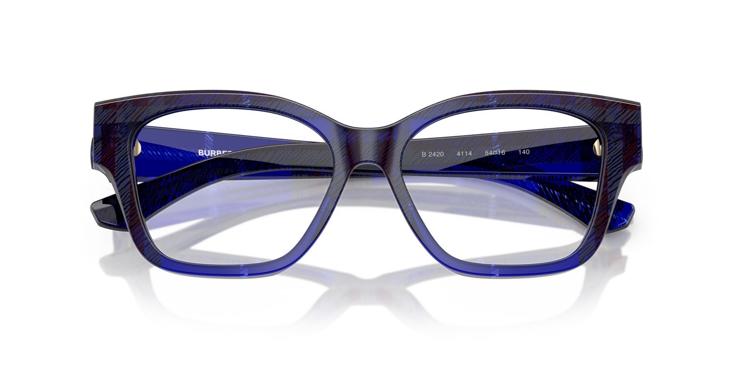 Occhiali da vista Burberry BE 2420 (4114) colore check blue forma cat eye lenti lente demo