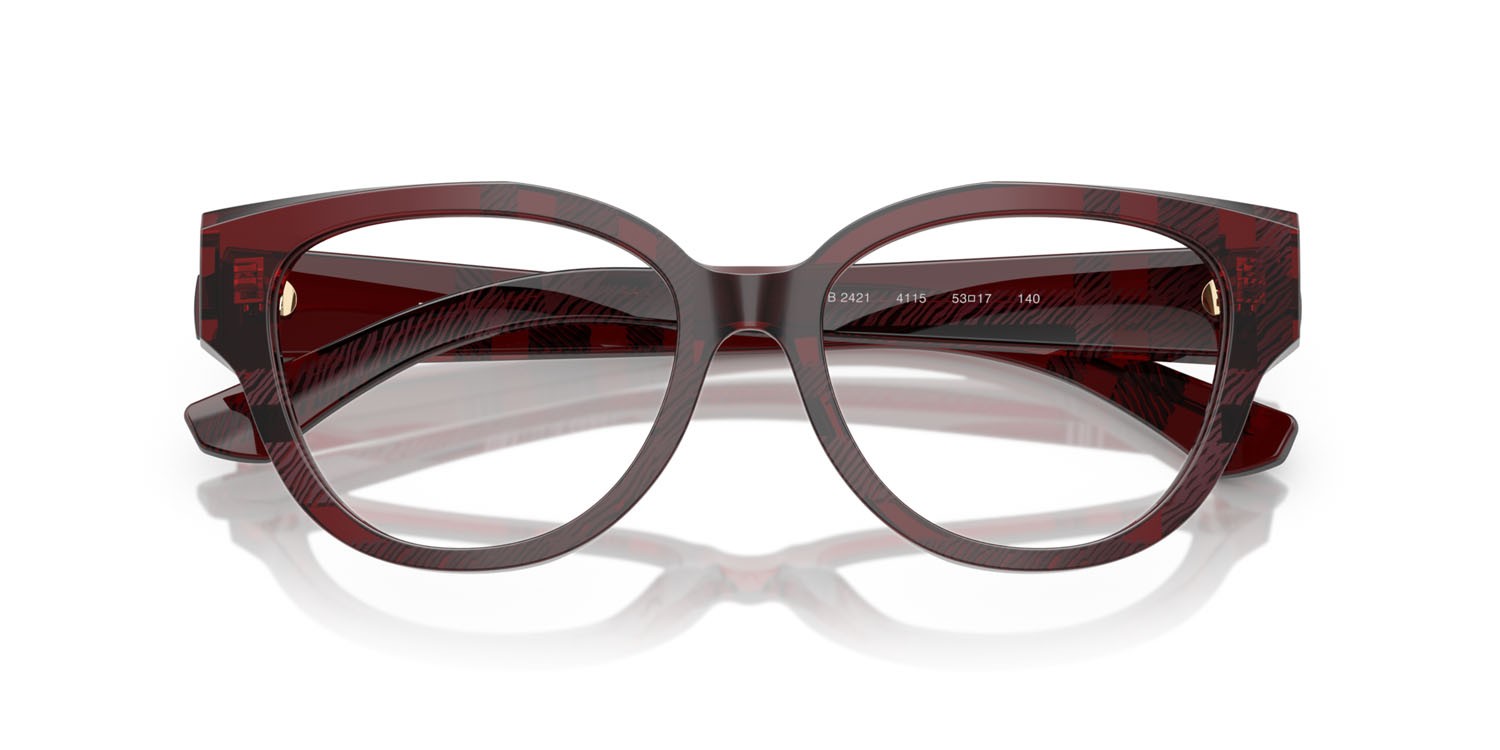 Occhiali da vista Burberry BE 2421 (4115) colore check red forma pantos lenti lente demo