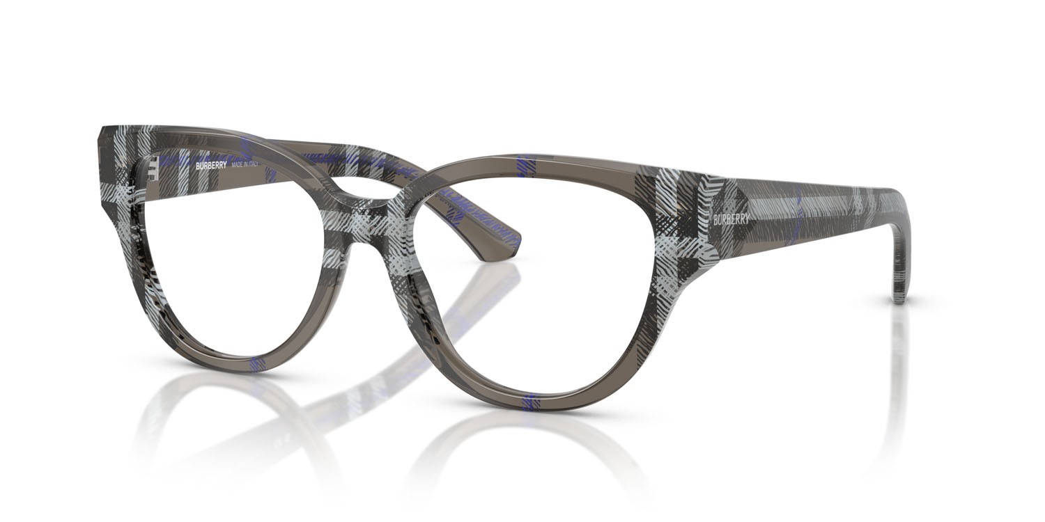 Occhiali da vista Burberry BE 2421 (4147) colore lichen check forma pantos lenti lente demo
