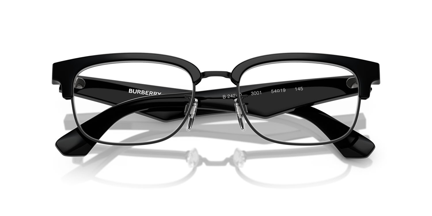 Occhiali da vista Burberry BE 2424D (3001) colore nero opaco forma quadrato lenti lente demo