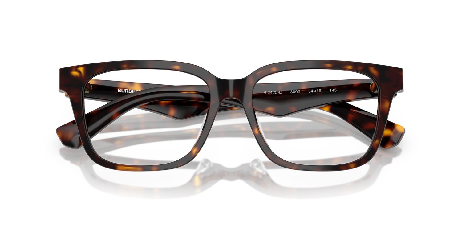 Occhiali da vista Burberry BE 2425D (3002) colore havana scuro forma quadrato lenti lente demo