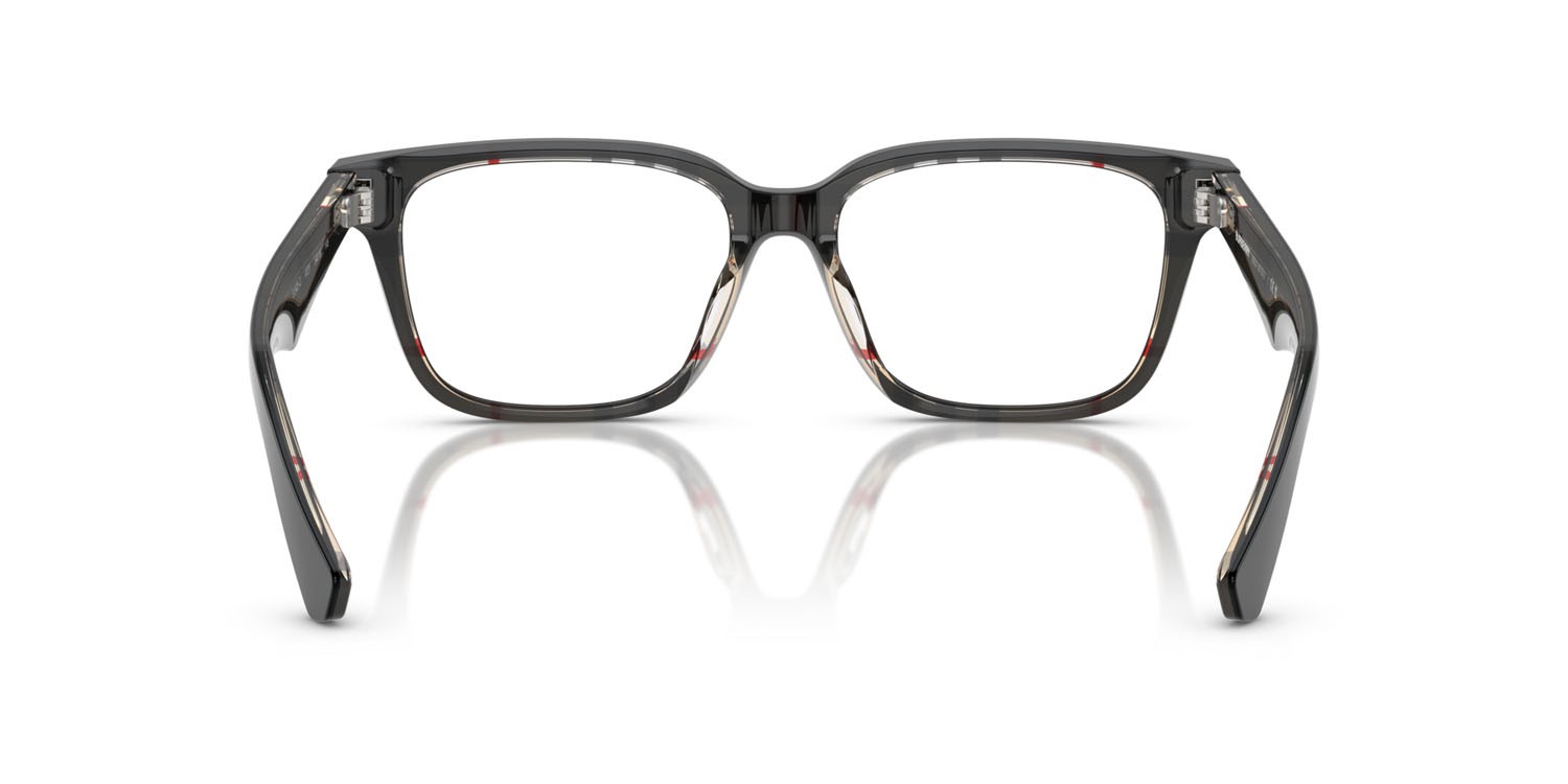 Occhiali da vista Burberry BE 2425D (4121) colore top nero su motivo a quadri vintage forma quadrato lenti lente demo