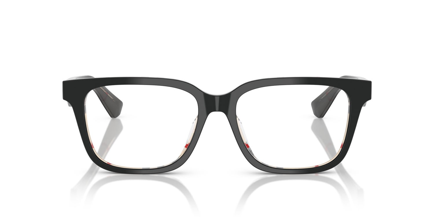 Occhiali da vista Burberry BE 2425D (4121) colore top nero su motivo a quadri vintage forma quadrato lenti lente demo