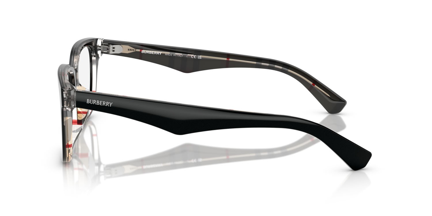 Occhiali da vista Burberry BE 2425D (4121) colore top nero su motivo a quadri vintage forma quadrato lenti lente demo