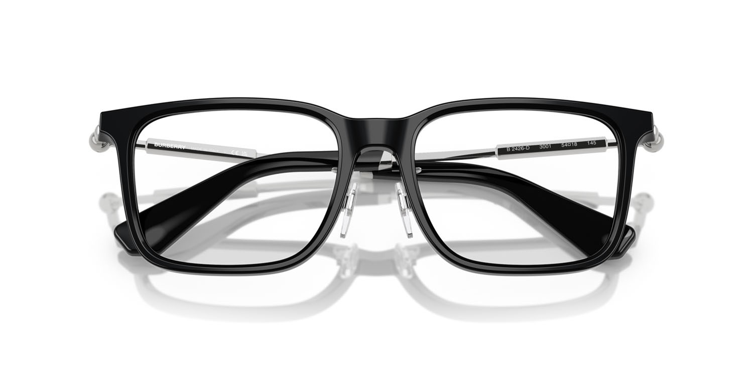 Occhiali da vista Burberry BE 2426D (3001) colore nero forma quadrato lenti lente demo