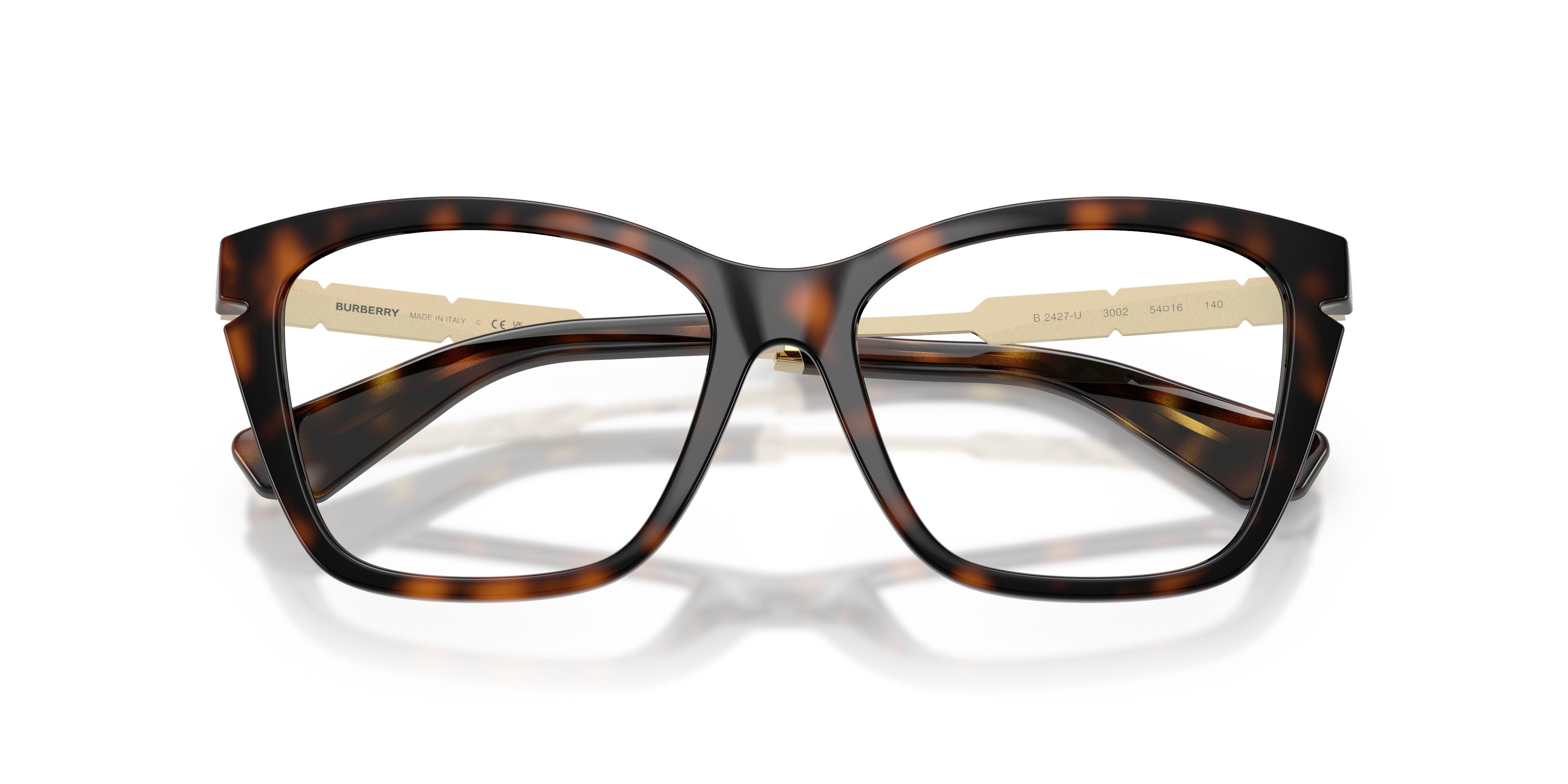 Occhiali da vista Burberry BE 2427U (3002) colore havana scuro forma cat eye lenti lente demo
