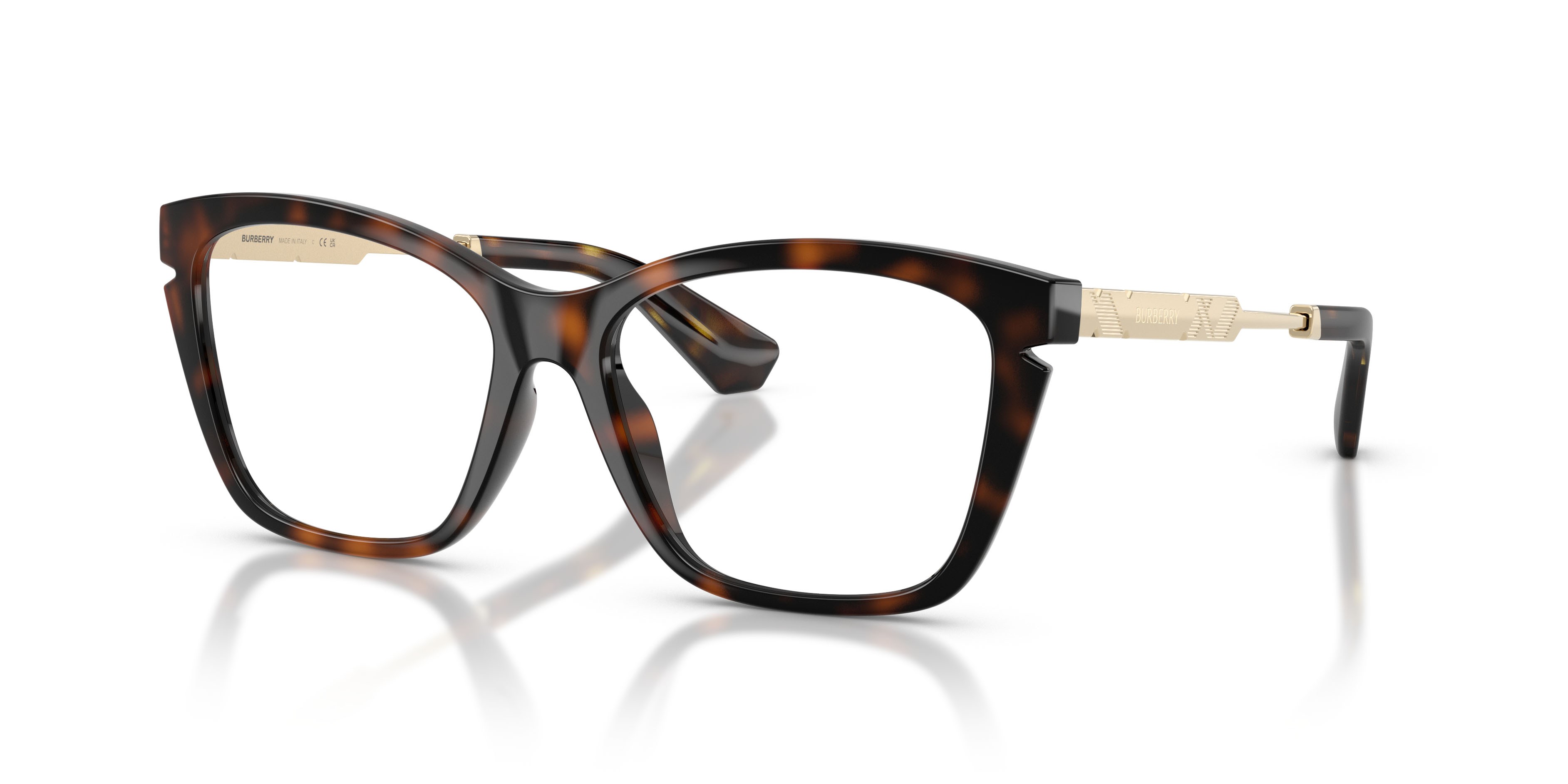 Occhiali da vista Burberry BE 2427U (3002) colore havana scuro forma cat eye lenti lente demo