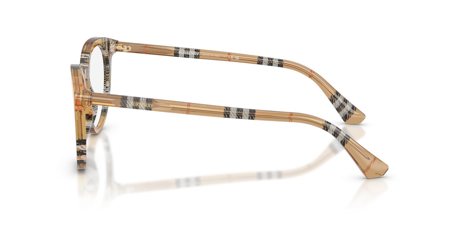 Occhiali da vista Burberry BE 2429 (4163) colore sabbia a scacchi forma rotondo lenti lente demo