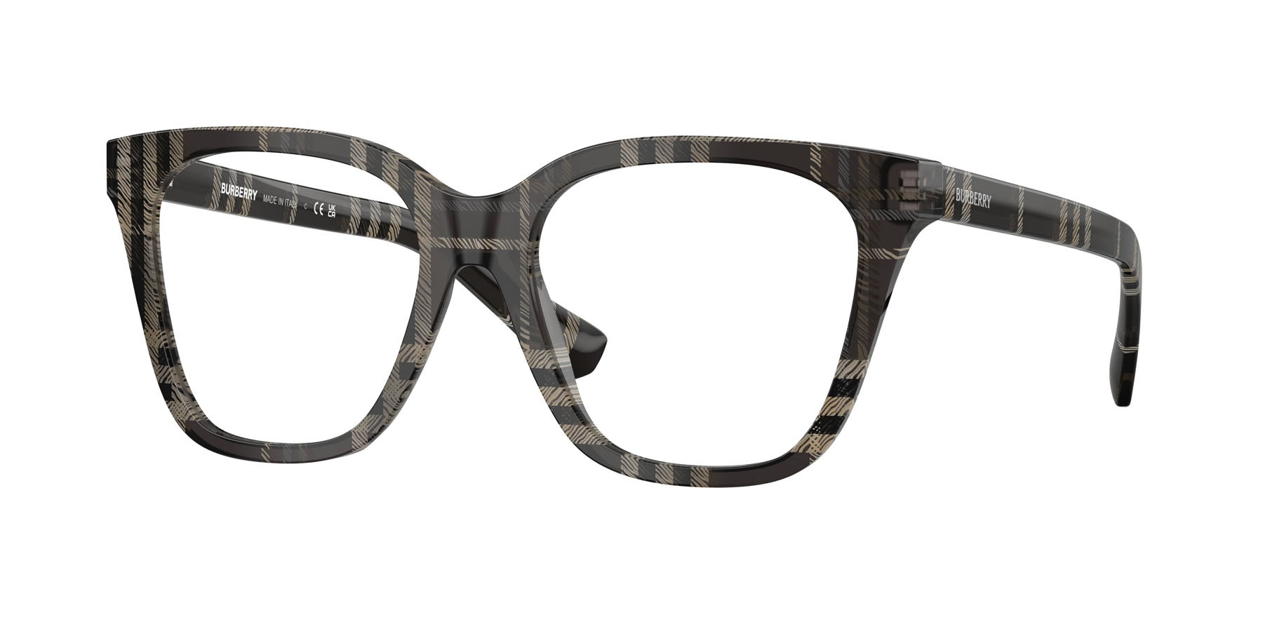 Occhiali da vista Burberry BE 2438 (4199) colore motivo a quadri grigio forma quadrato lenti lente demo