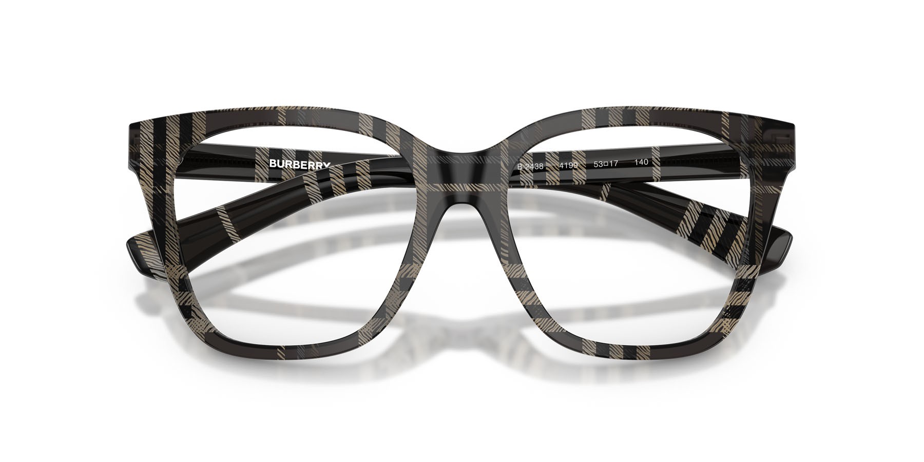 Occhiali da vista Burberry BE 2438 (4199) colore motivo a quadri grigio forma quadrato lenti lente demo