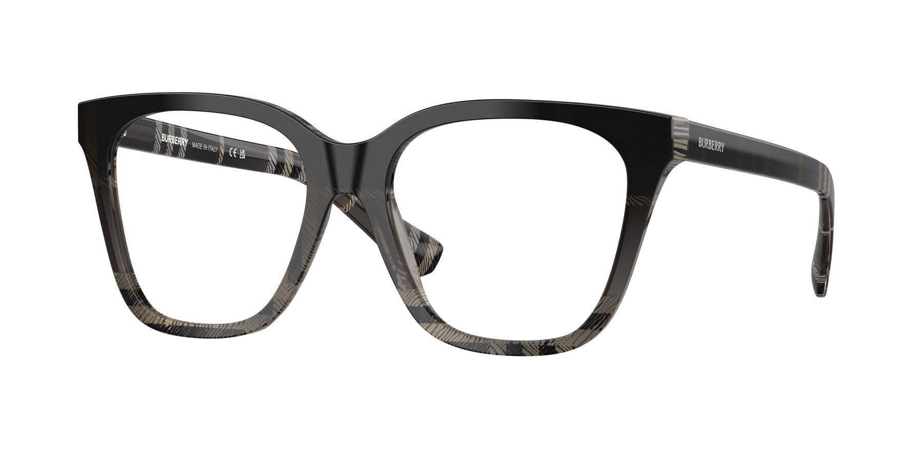 Occhiali da vista Burberry BE 2438 (4200) colore motivo a quadri grigio forma quadrato lenti lente demo