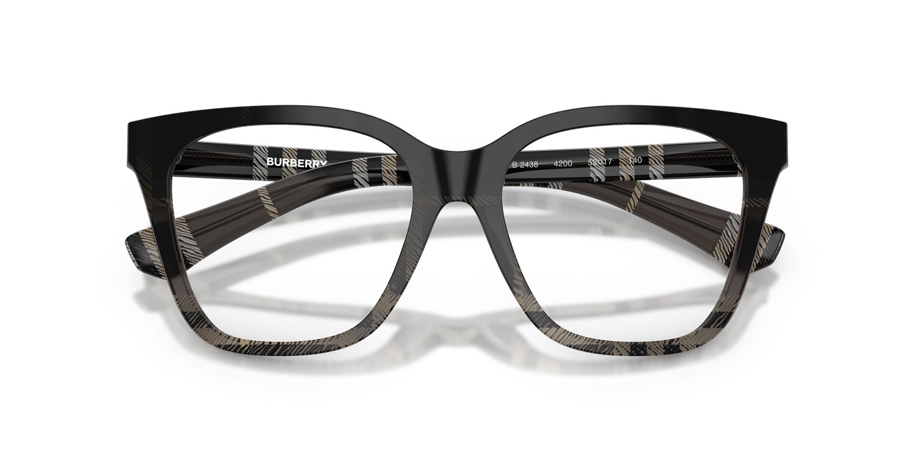Occhiali da vista Burberry BE 2438 (4200) colore motivo a quadri grigio forma quadrato lenti lente demo