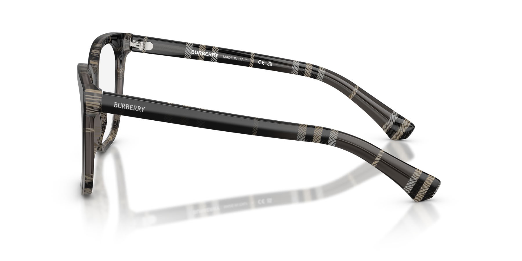 Occhiali da vista Burberry BE 2438 (4200) colore motivo a quadri grigio forma quadrato lenti lente demo