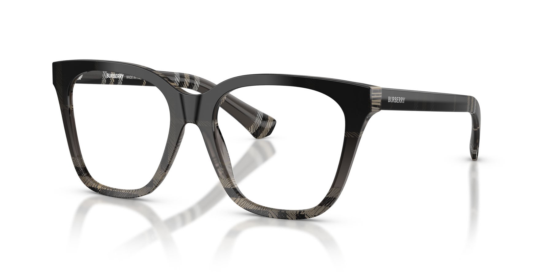 Occhiali da vista Burberry BE 2438 (4200) colore motivo a quadri grigio forma quadrato lenti lente demo