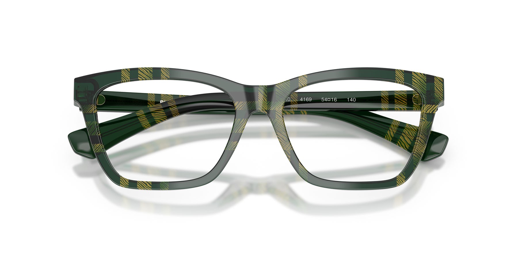 Occhiali da vista Burberry BE 2440 (4169) colore motivo a quadri verde forma rettangolare lenti lente demo