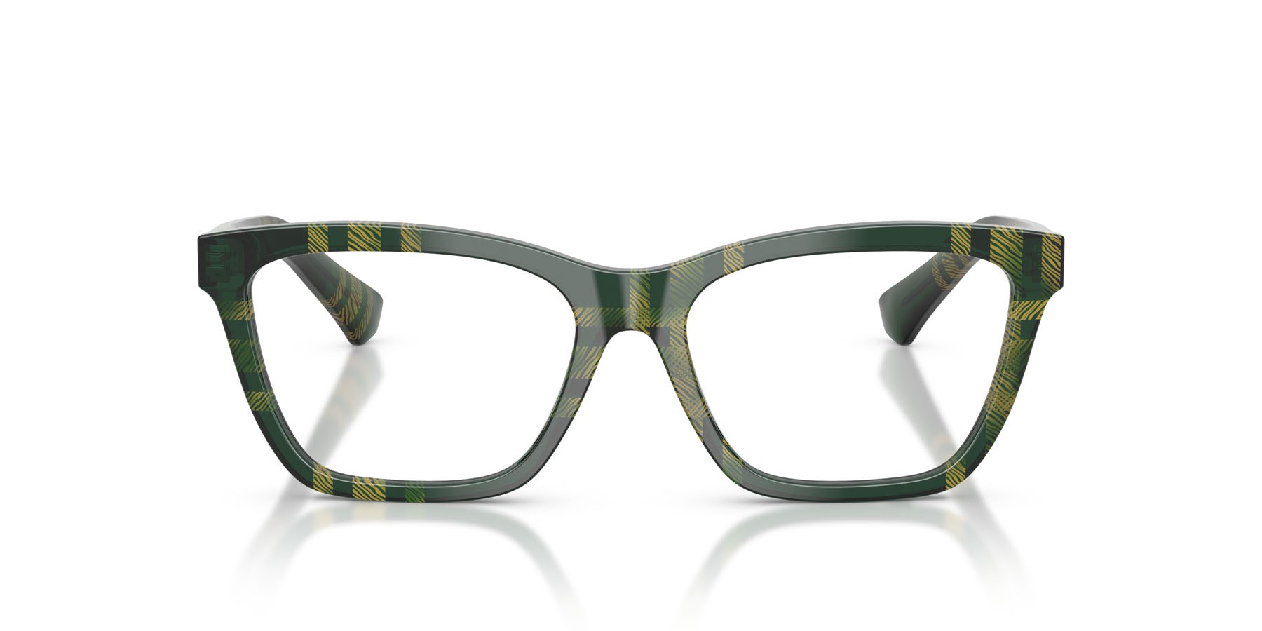 Occhiali da vista Burberry BE 2440 (4169) colore motivo a quadri verde forma rettangolare lenti lente demo