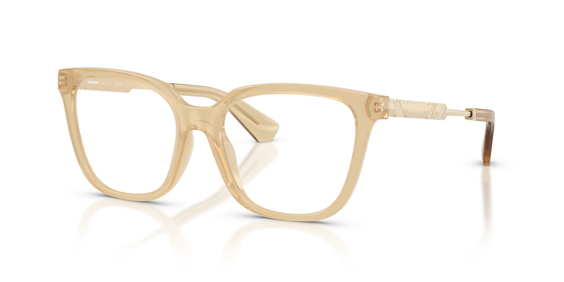 Occhiali da vista Burberry BE 2441U (4198) colore giallo forma quadrato lenti lente demo