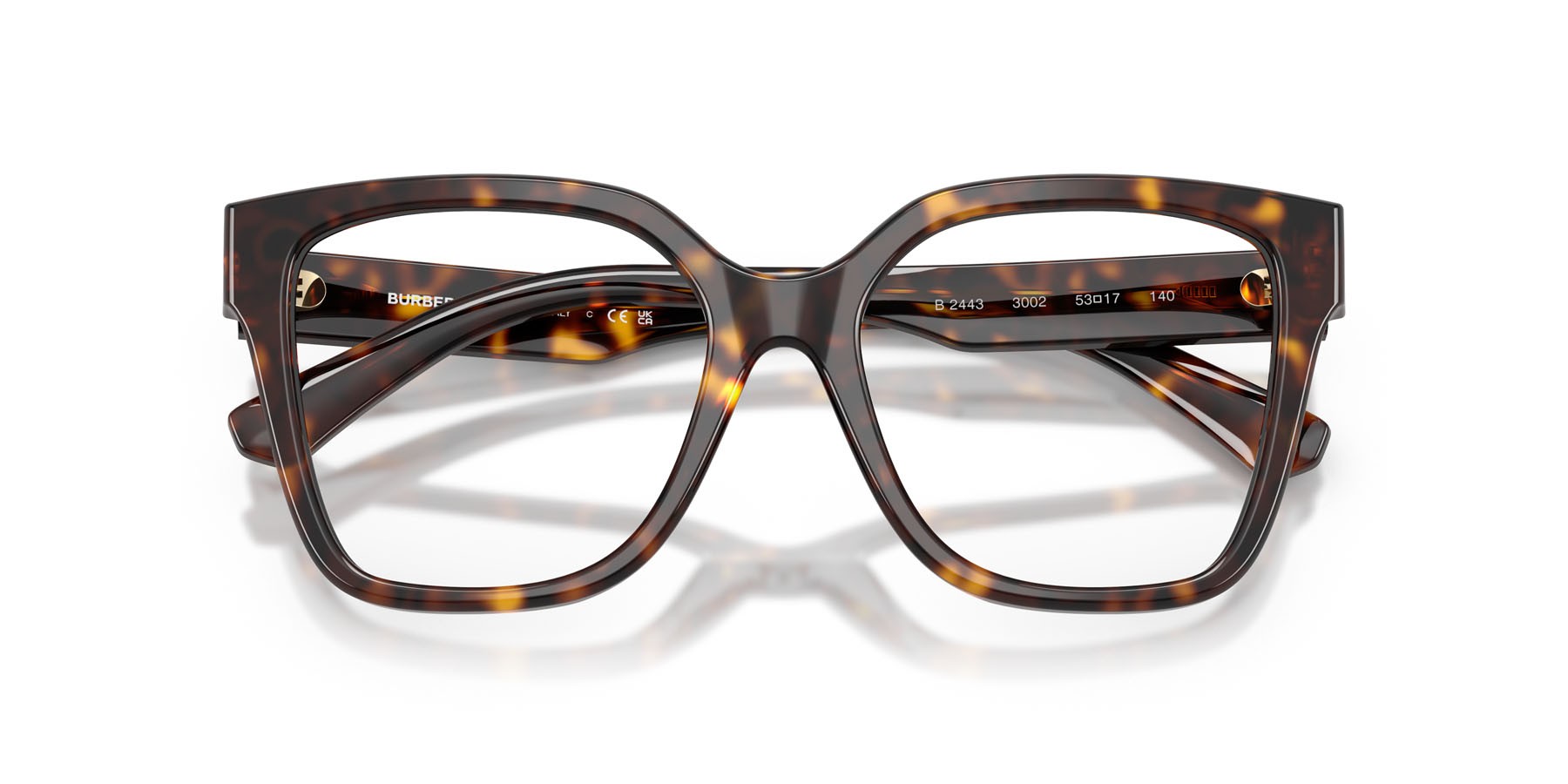 Occhiali da vista Burberry BE 2443 (3002) colore havana scuro forma quadrato lenti lente demo