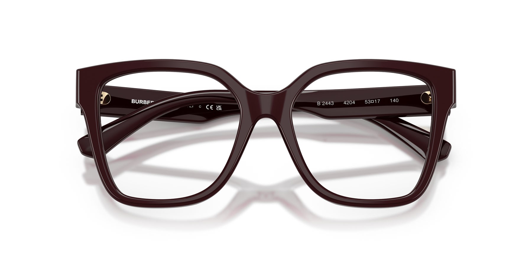 Occhiali da vista Burberry BE 2443 (4204) colore bordeaux forma quadrato lenti lente demo