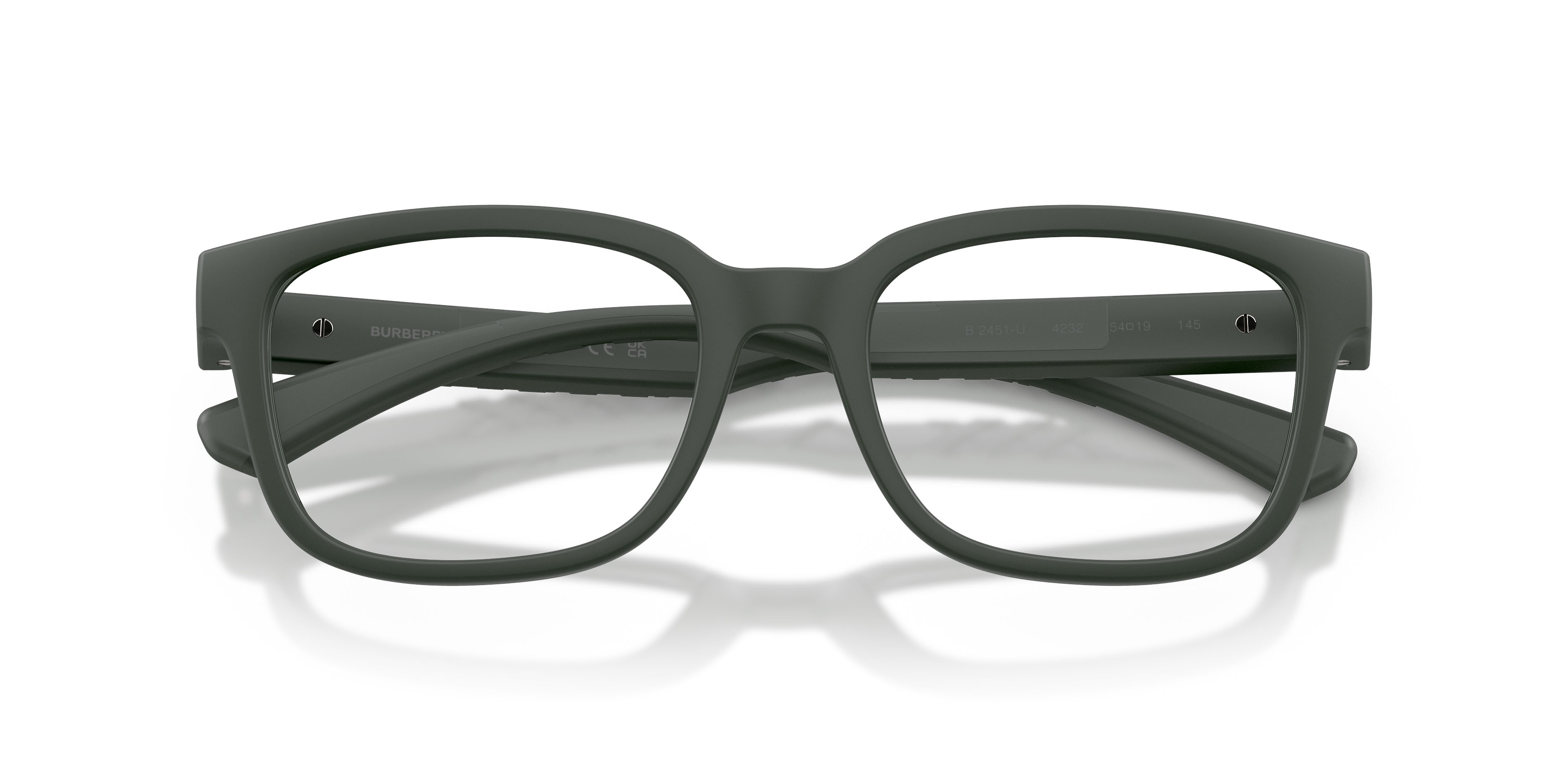 Occhiali da vista Burberry BE 2451U (4232) colore verde opaco forma rettangolare lenti lente demo