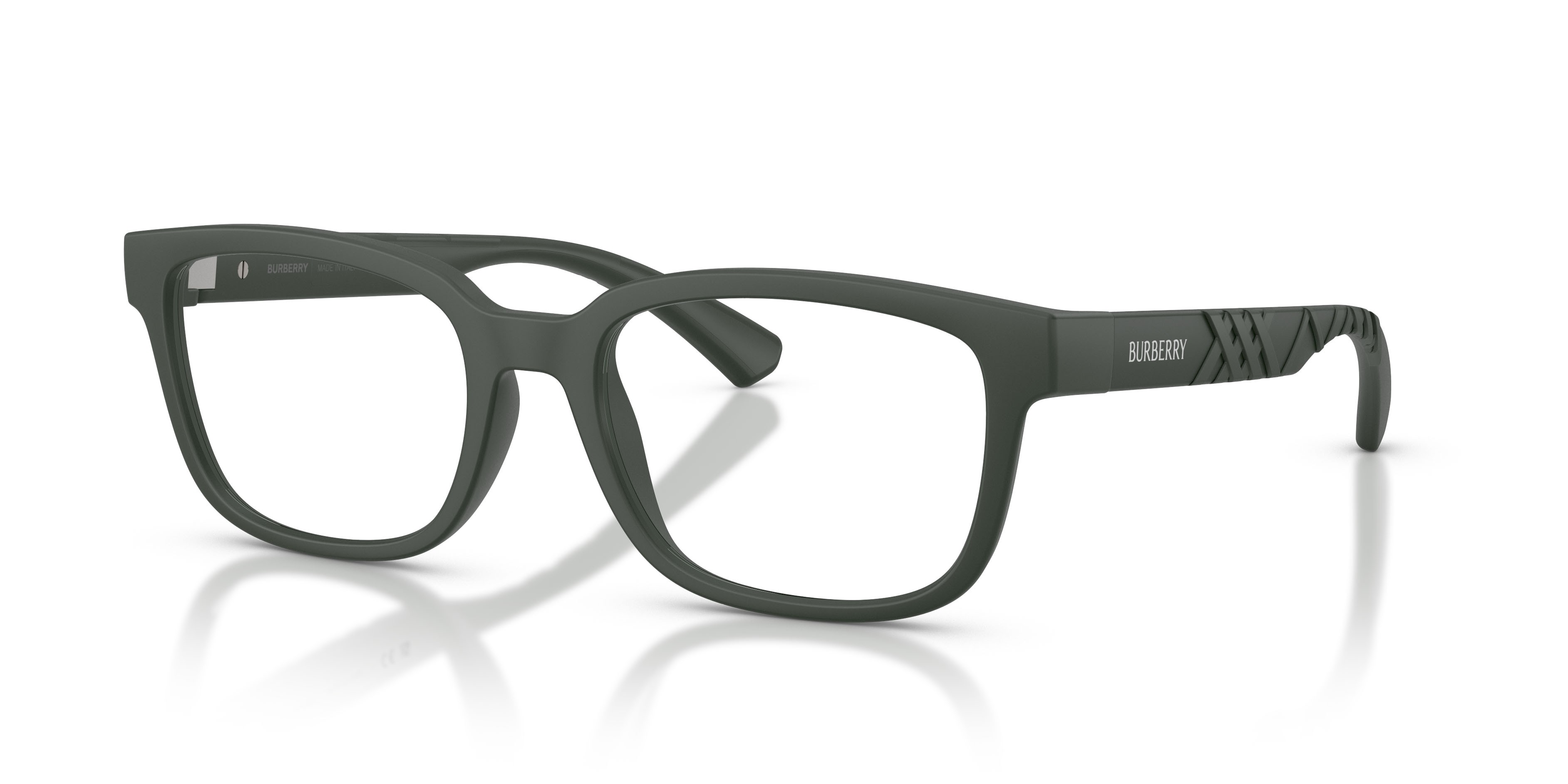 Occhiali da vista Burberry BE 2451U (4232) colore verde opaco forma rettangolare lenti lente demo
