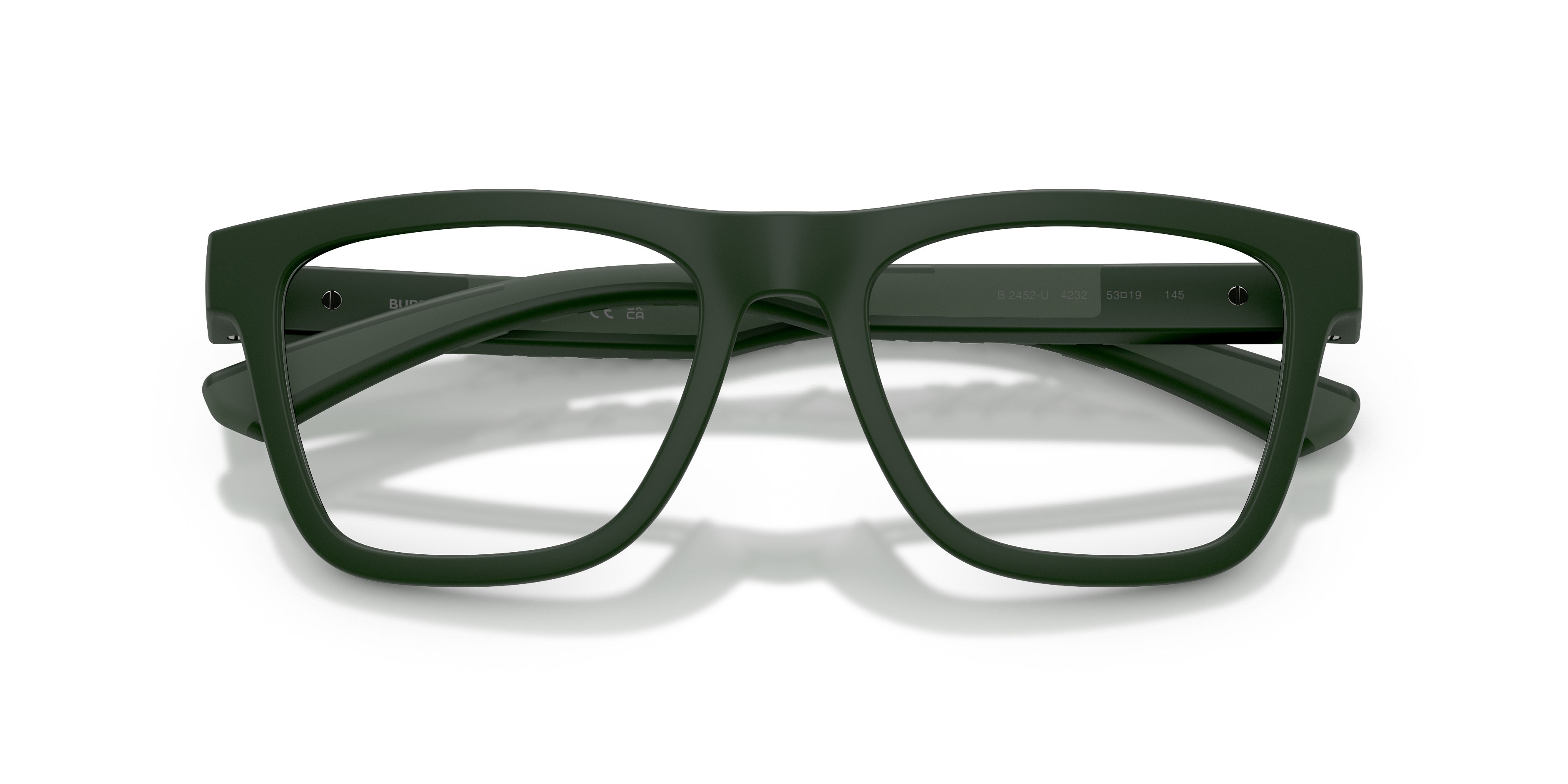Occhiali da vista Burberry BE 2452U (4232) colore verde opaco forma rettangolare lenti lente demo