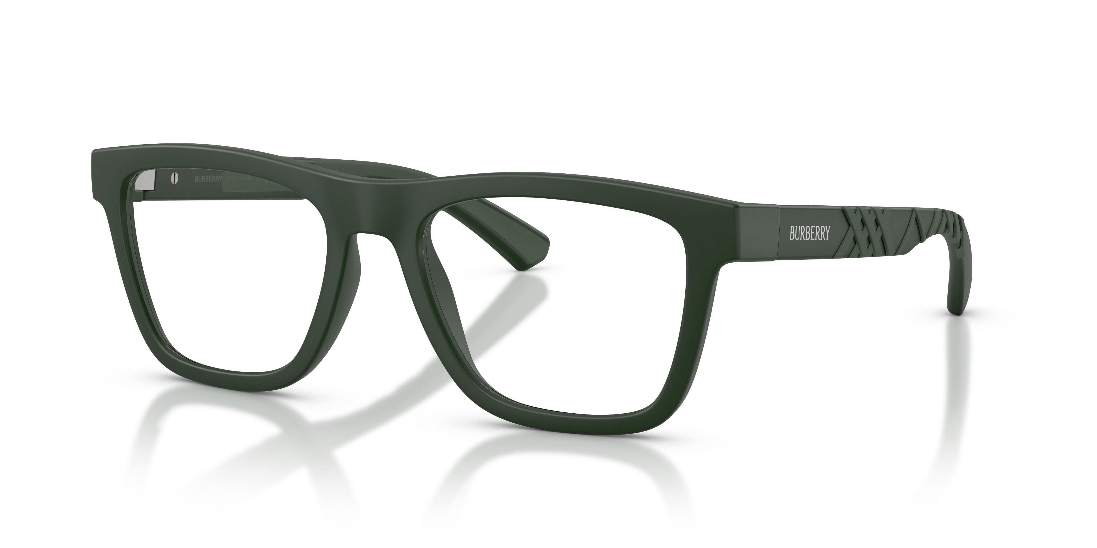 Occhiali da vista Burberry BE 2452U (4232) colore verde opaco forma rettangolare lenti lente demo