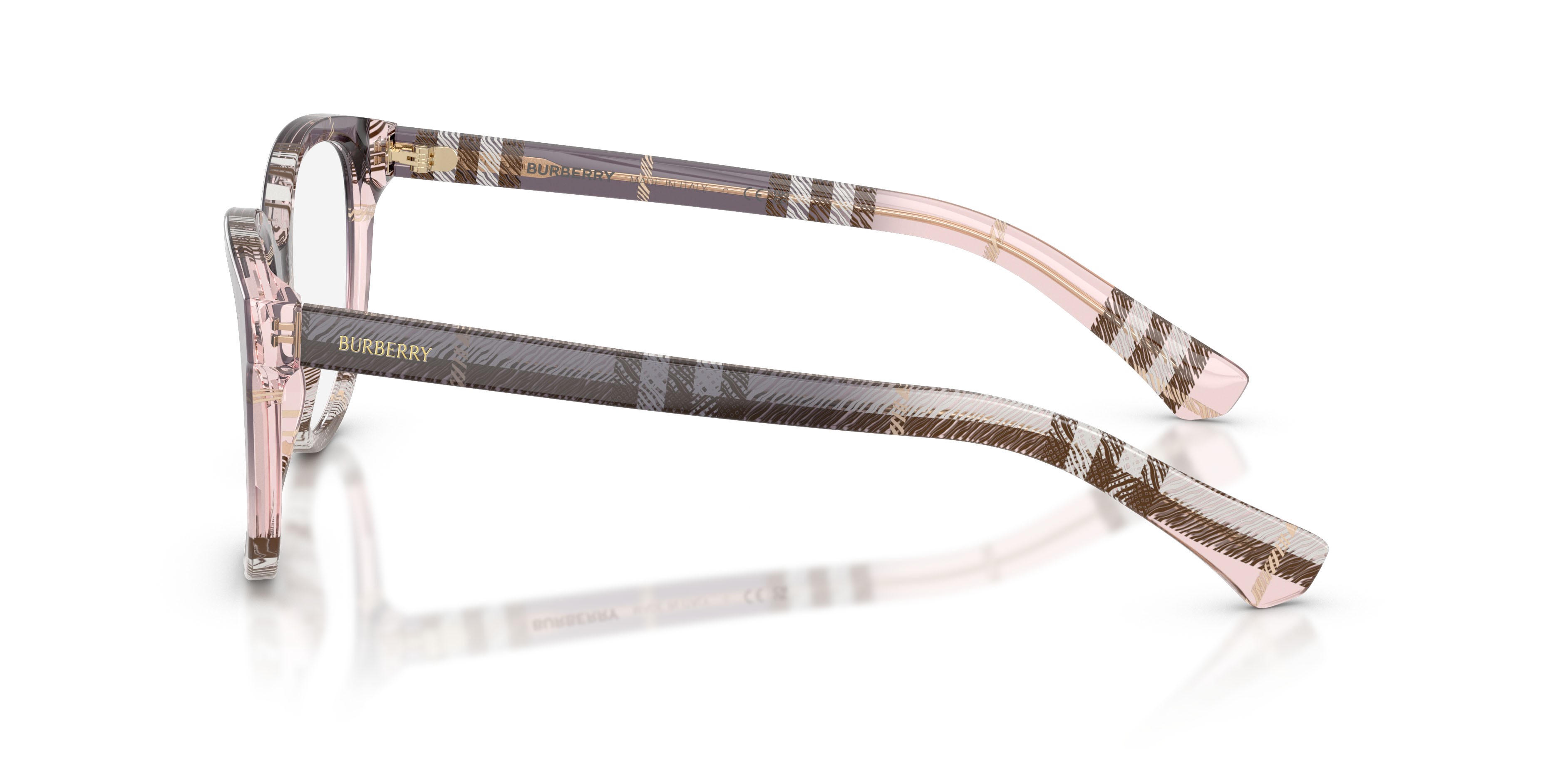 Eyeglasses Burberry BE 2456 (4220) color check gradient bow shape cat eye lenses lente demo
