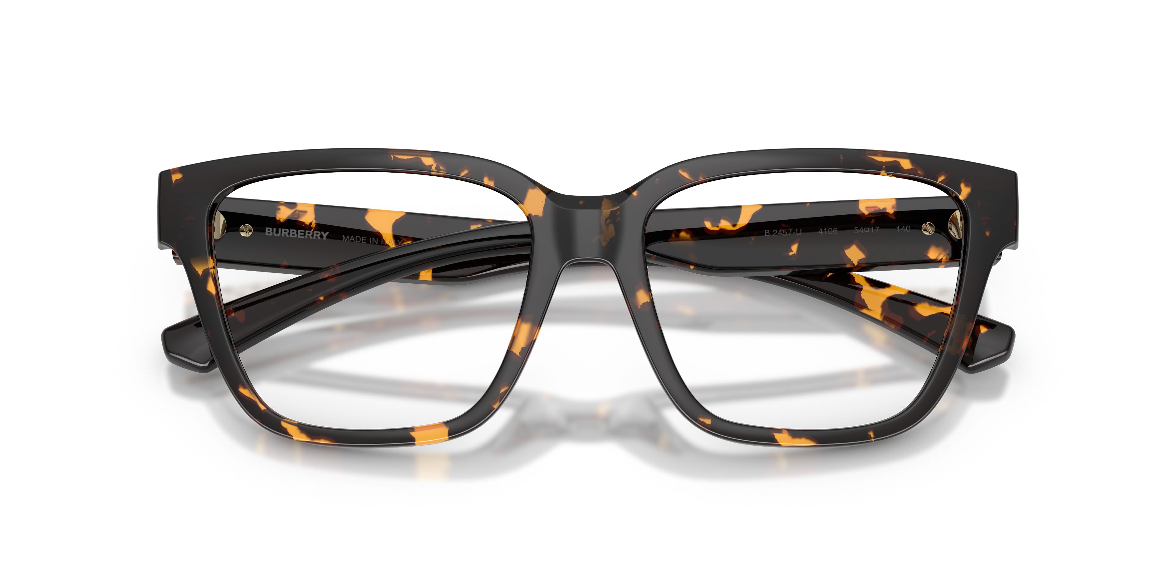 Occhiali da vista Burberry BE 2457U (4106) colore havana giallo forma quadrato lenti lente demo