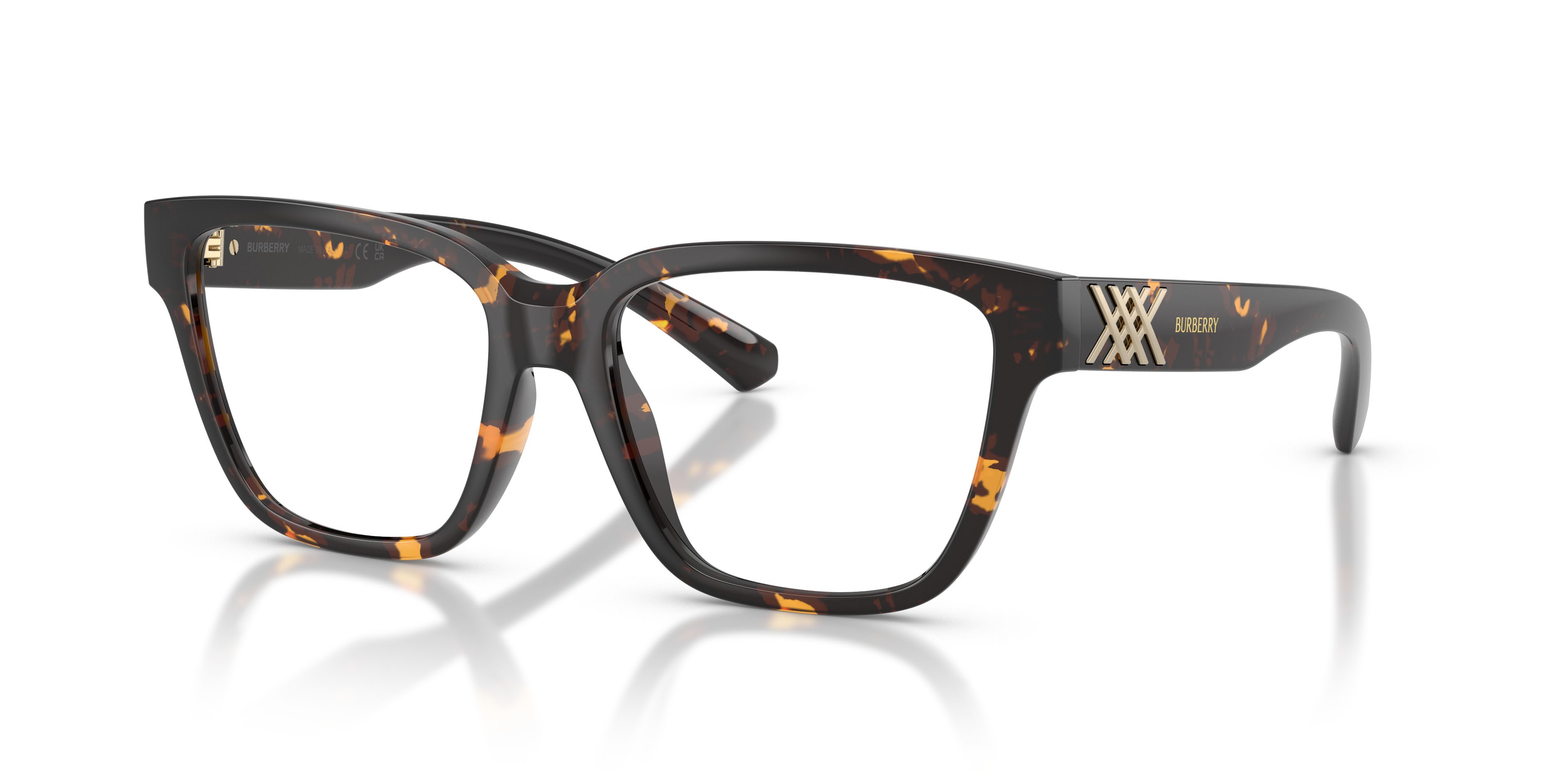 Occhiali da vista Burberry BE 2457U (4106) colore havana giallo forma quadrato lenti lente demo