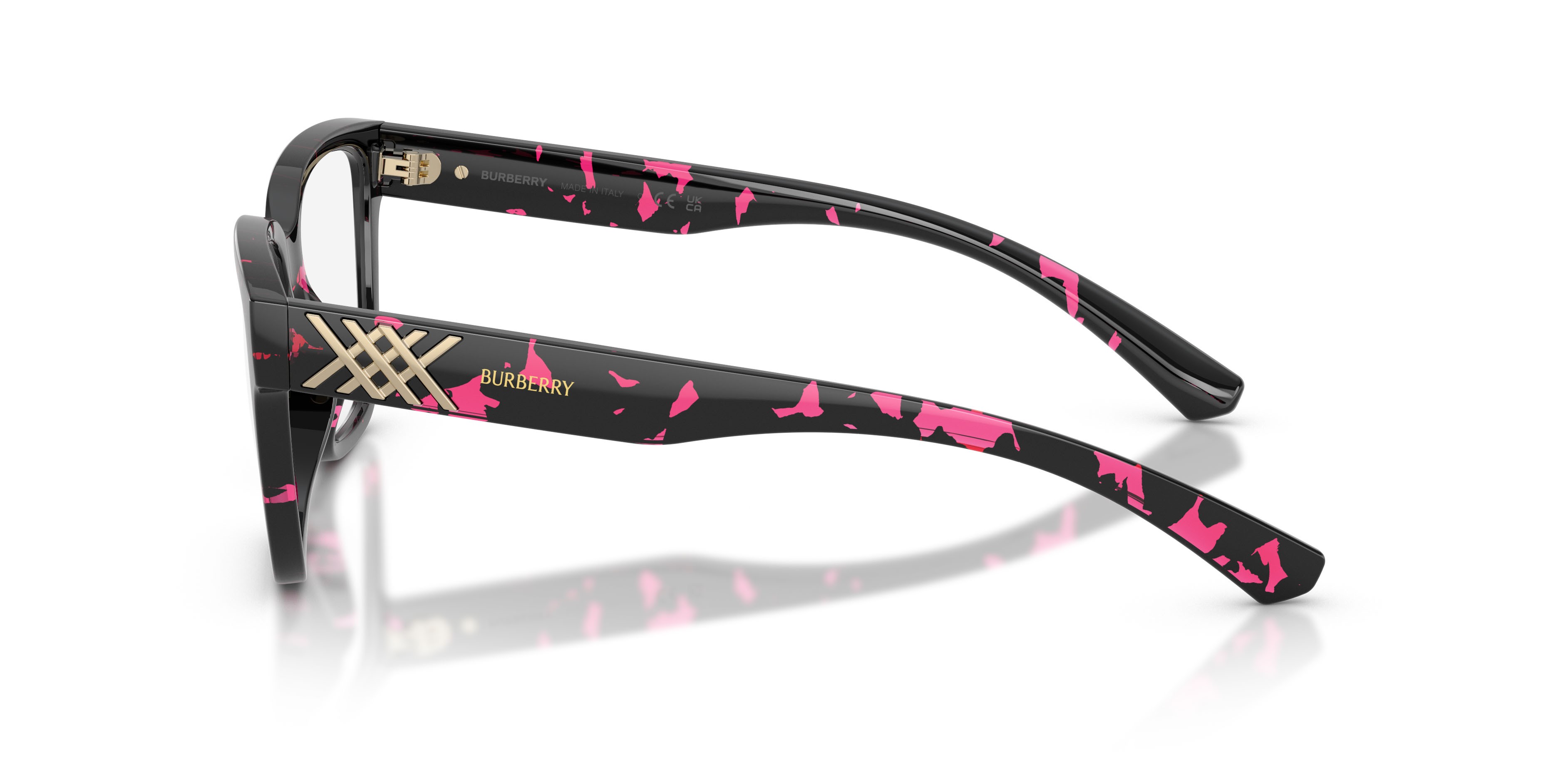 Occhiali da vista Burberry BE 2457U (4126) colore havana fucsia forma quadrato lenti lente demo
