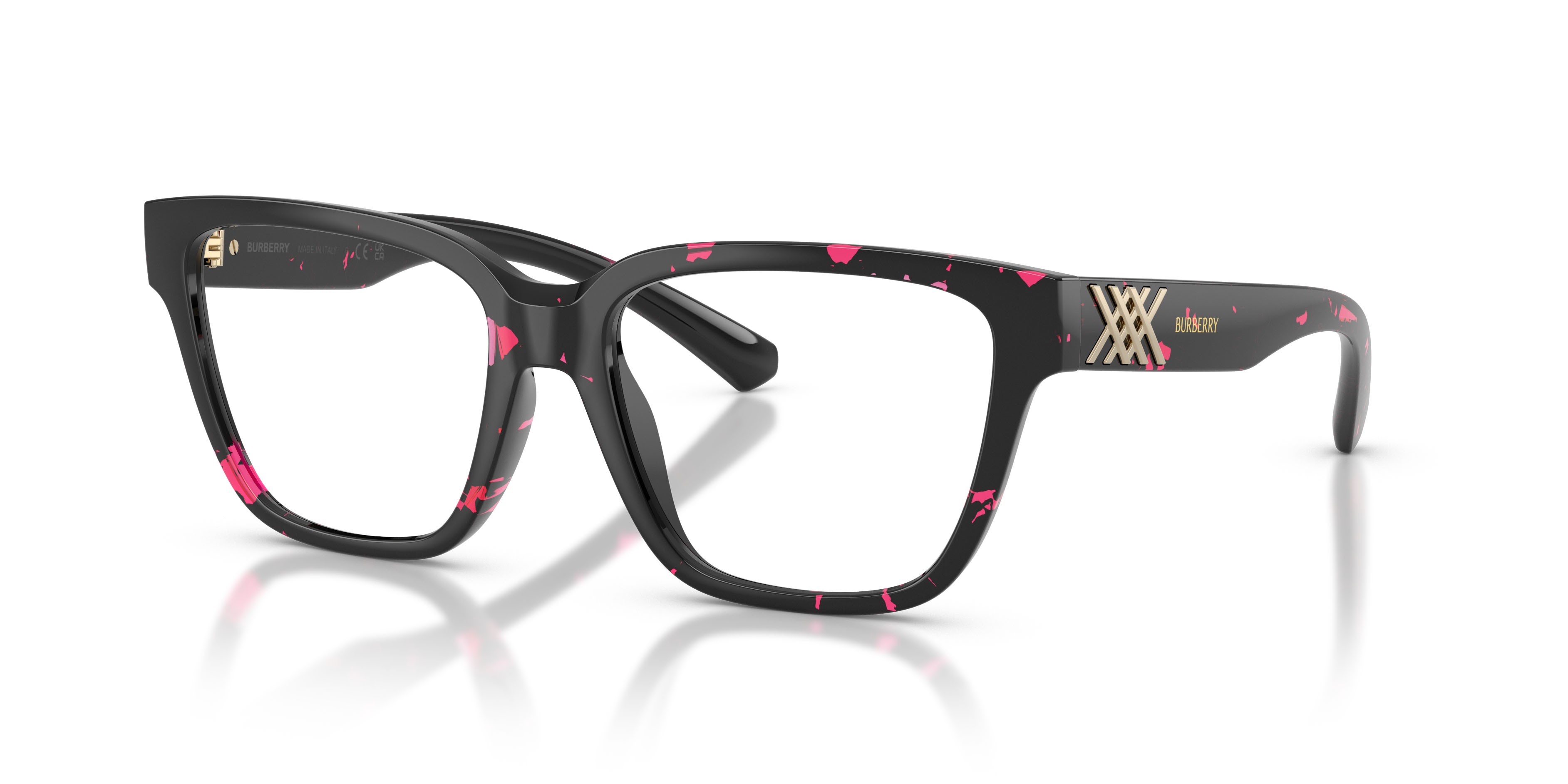 Occhiali da vista Burberry BE 2457U (4126) colore havana fucsia forma quadrato lenti lente demo