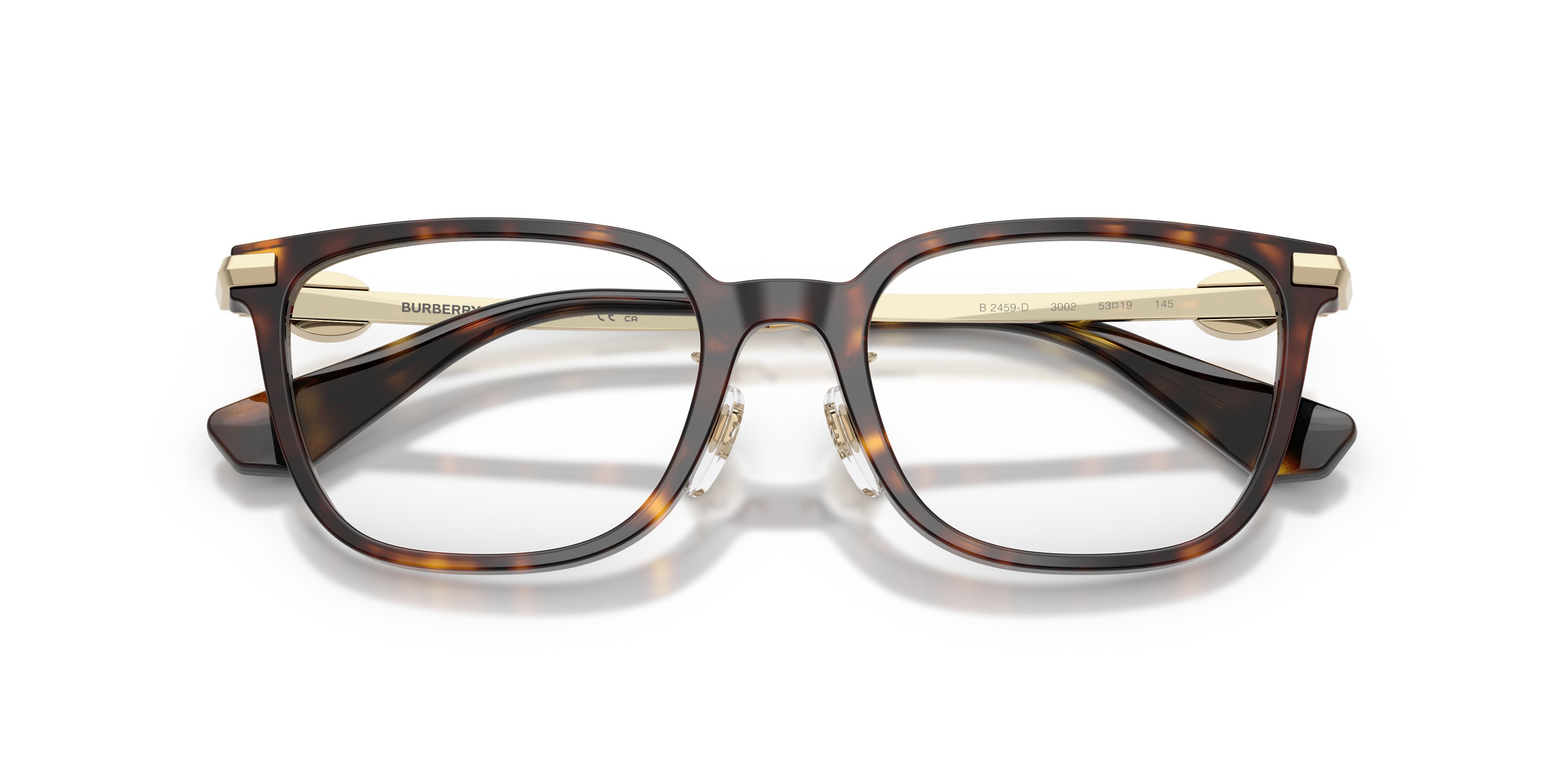Occhiali da vista Burberry BE 2459D (3002) colore havana scuro forma quadrato lenti lente demo